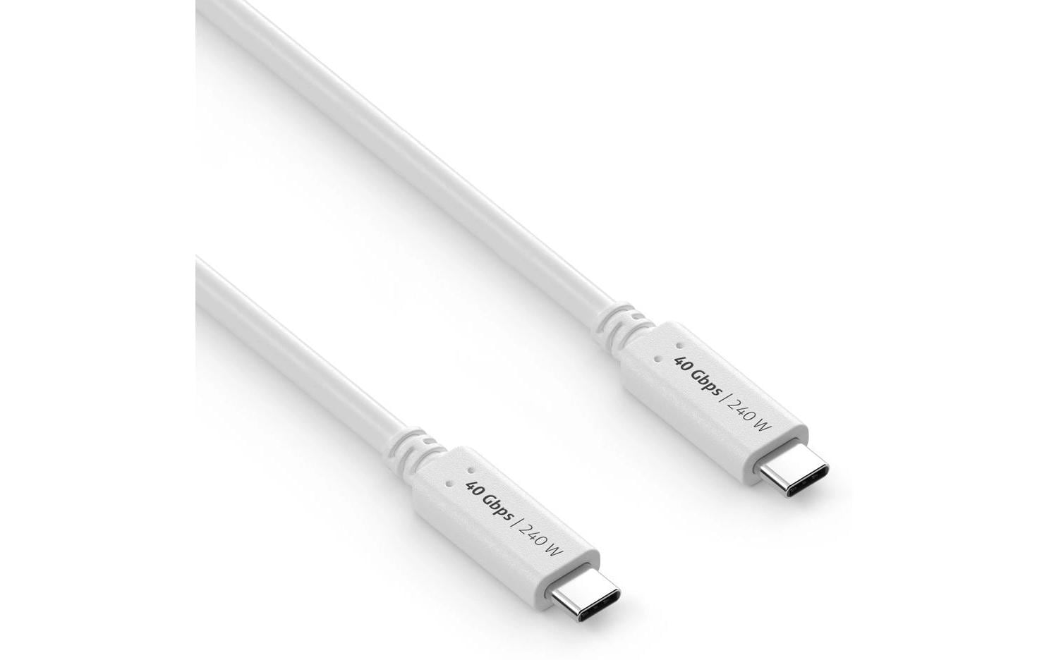 PureLink USB4 Gen3 USB-C-C, 100cm, Weiss 40Gbps, 5A, Power Delivery bis 240Watt, DP