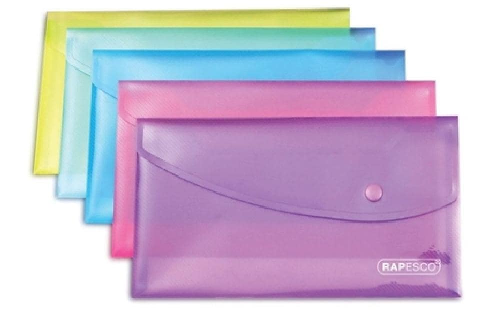 Rapesco A5-Druckknopf-Dokumentenmappe assortierte Farben, 5 Stk.