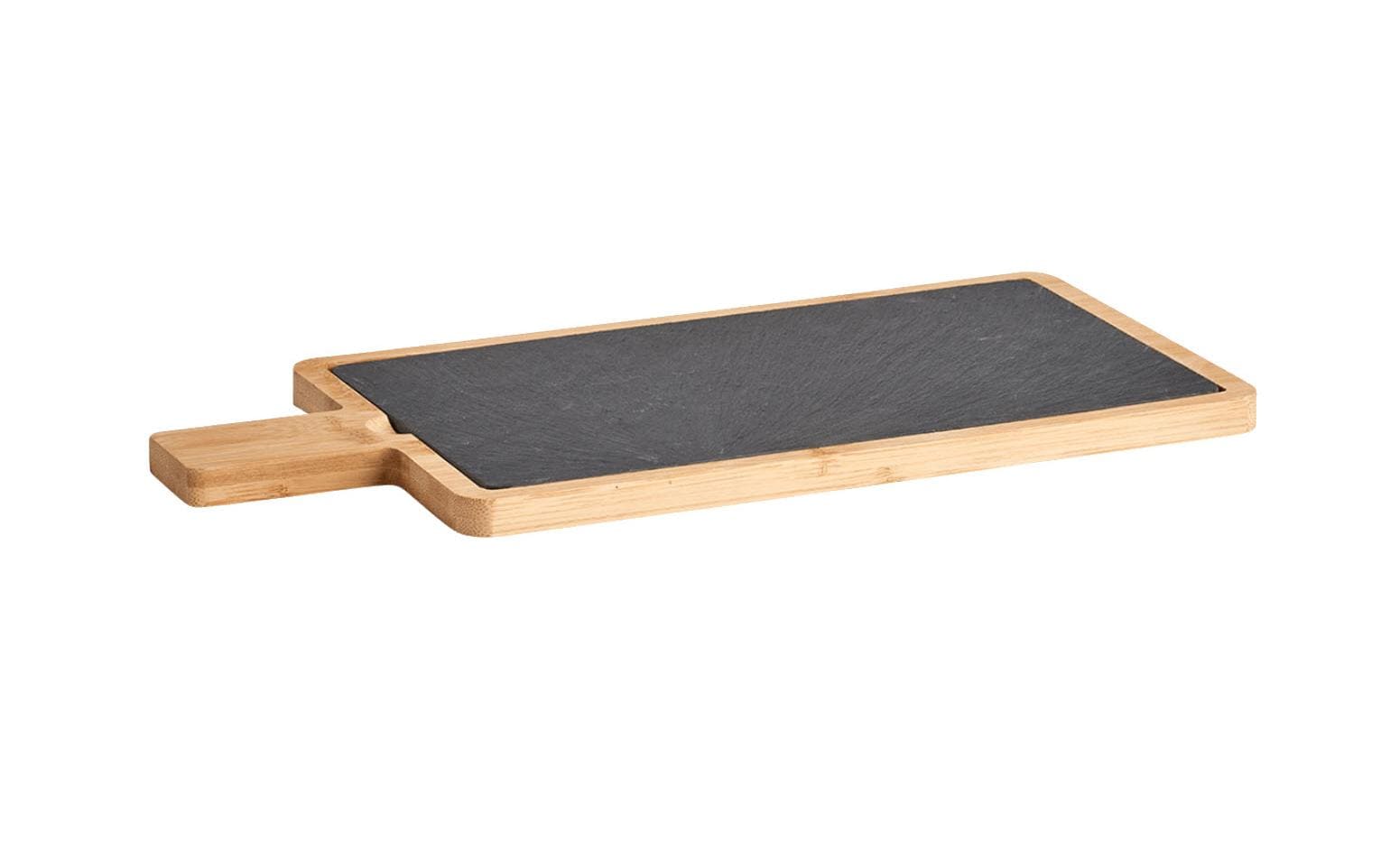Zeller Present Servierplatte eckig Bambus/Schiefer, 40 x 19 x 1,5 cm