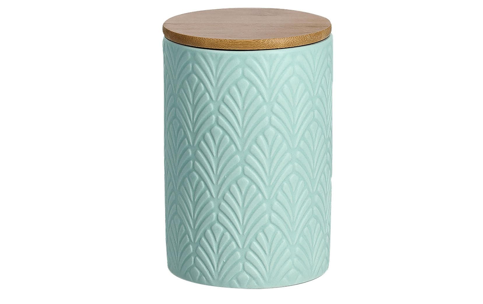Zeller Present Vorratsdose Leaf Mint Keramik/Bambus, Ø 10 x 15 cm, 720 ml
