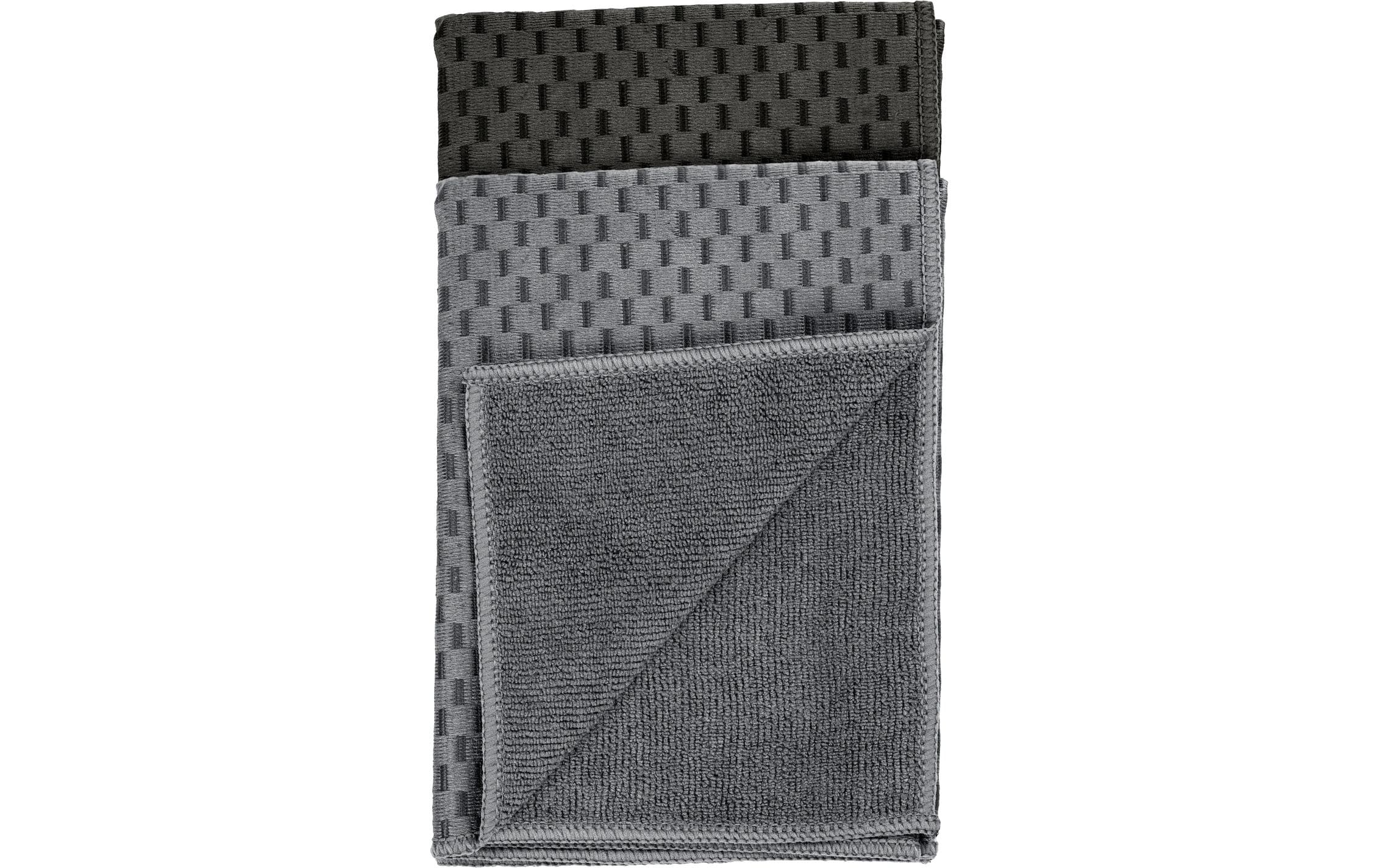 Wenko Mikrofaser Reinigungstücher Miko 2er Set, 40 x 60 cm, Schwarz/Grau