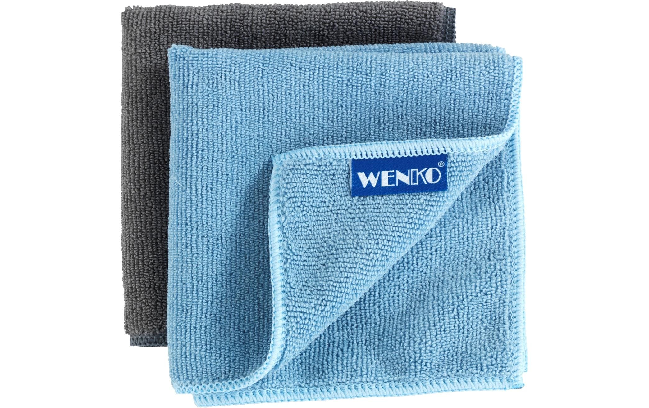 Wenko Mikrofaser Reinigungstücher Miko 2er Set, 30 x 30 cm, Schwarz/Grau