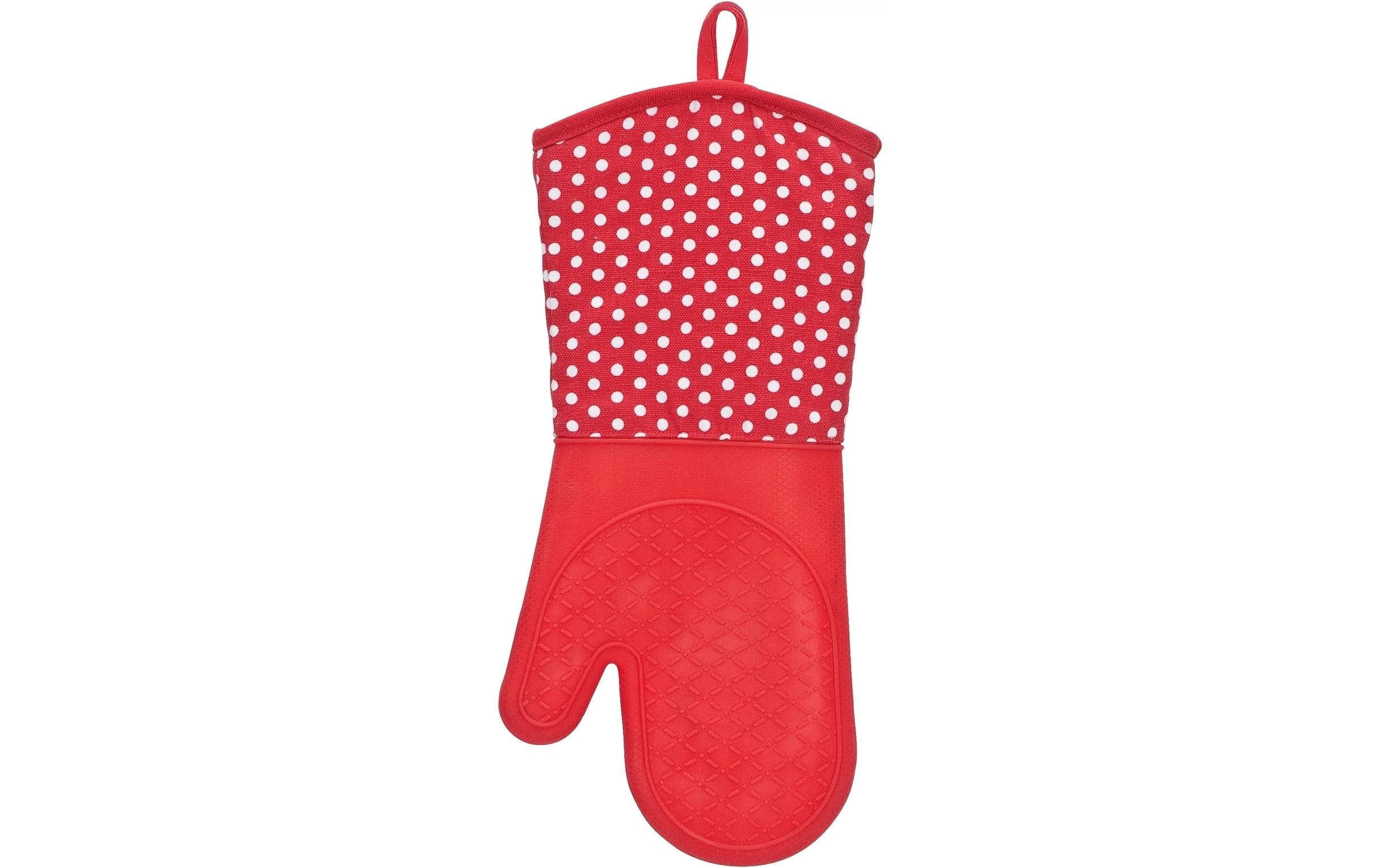 Wenko Küchenhandschuhe Punkte 2er Set, 18,5 x 37,5 cm, Rot