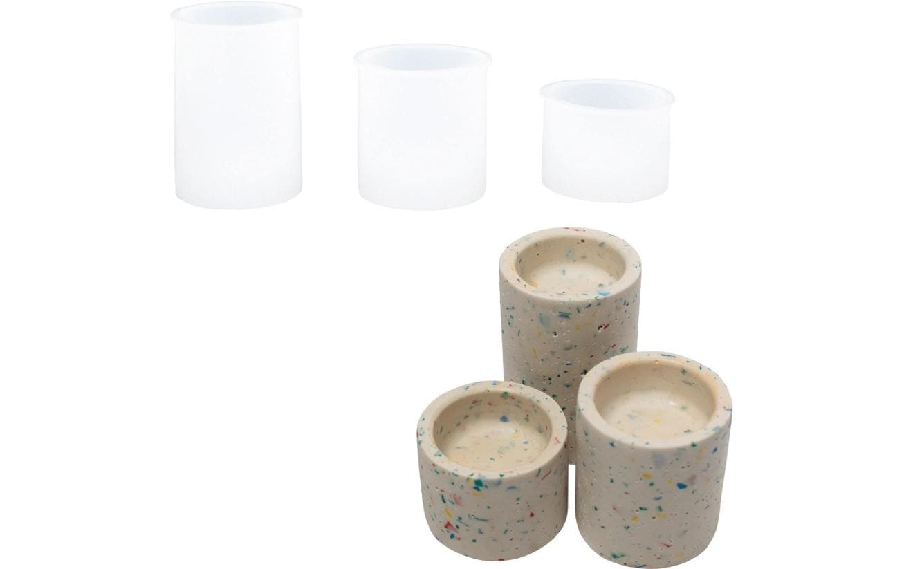 Jesmonite Giessform Silikon Kerzenhalter 3 Grössen