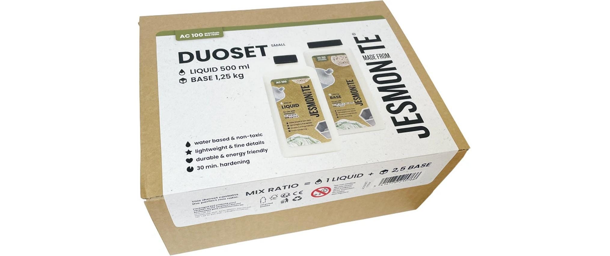 Jesmonite Starterset Basisflüssigkeit 500 g + Pulverbasis 1.25 kg, AC100