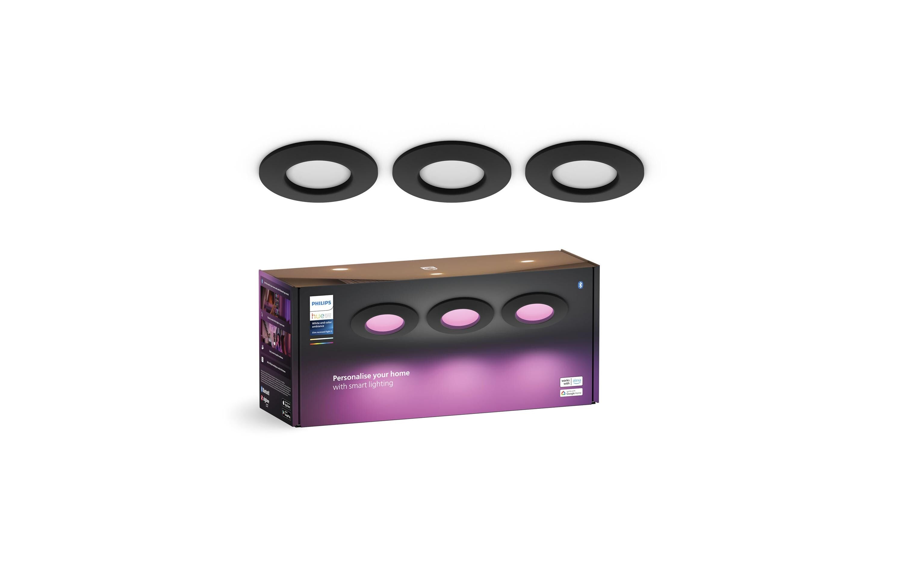 Philips Hue Slim Recessed Spot black 90mm 3er Pack