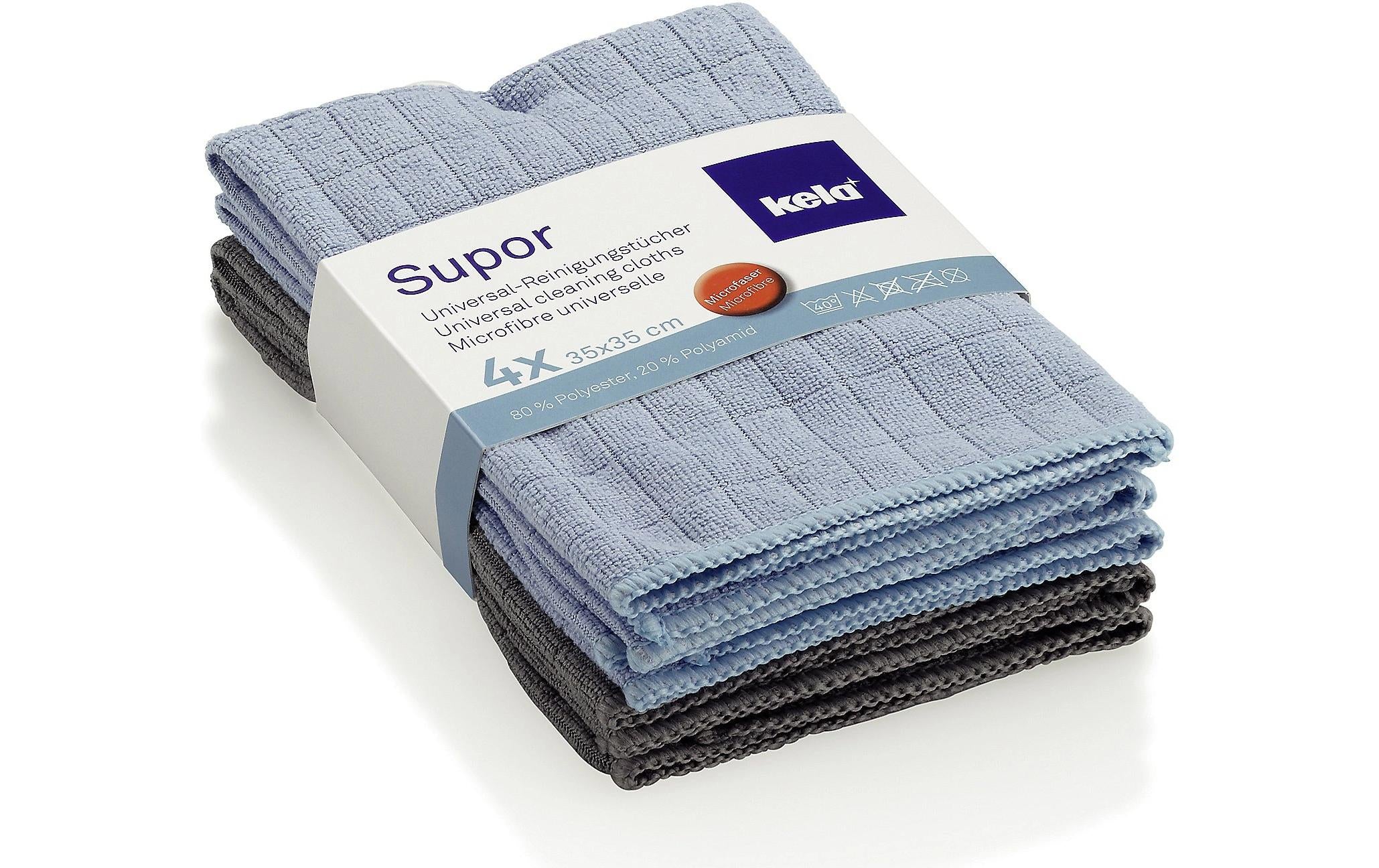 Kela Mikrofaser Reinigungstuch Supor Blau 4er Set, 35x35 cm