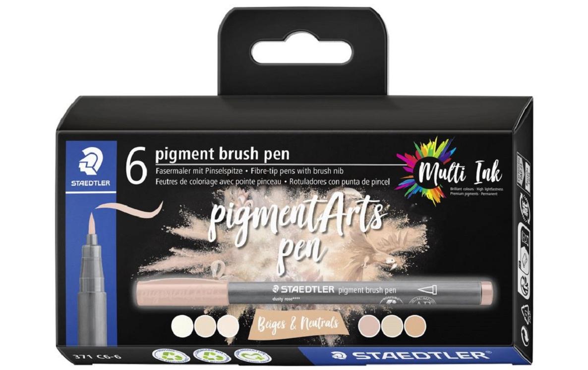 STAEDTLER Pigment Brush Pen 6er Schachtel Nudes&Beiges