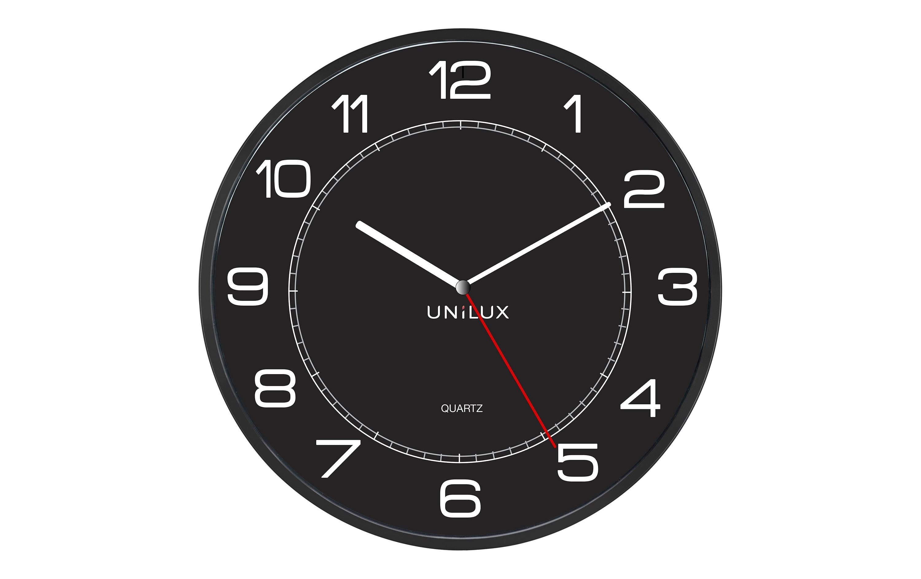 UNILUX Wanduhr MEGA Schwarz D:57.5cm