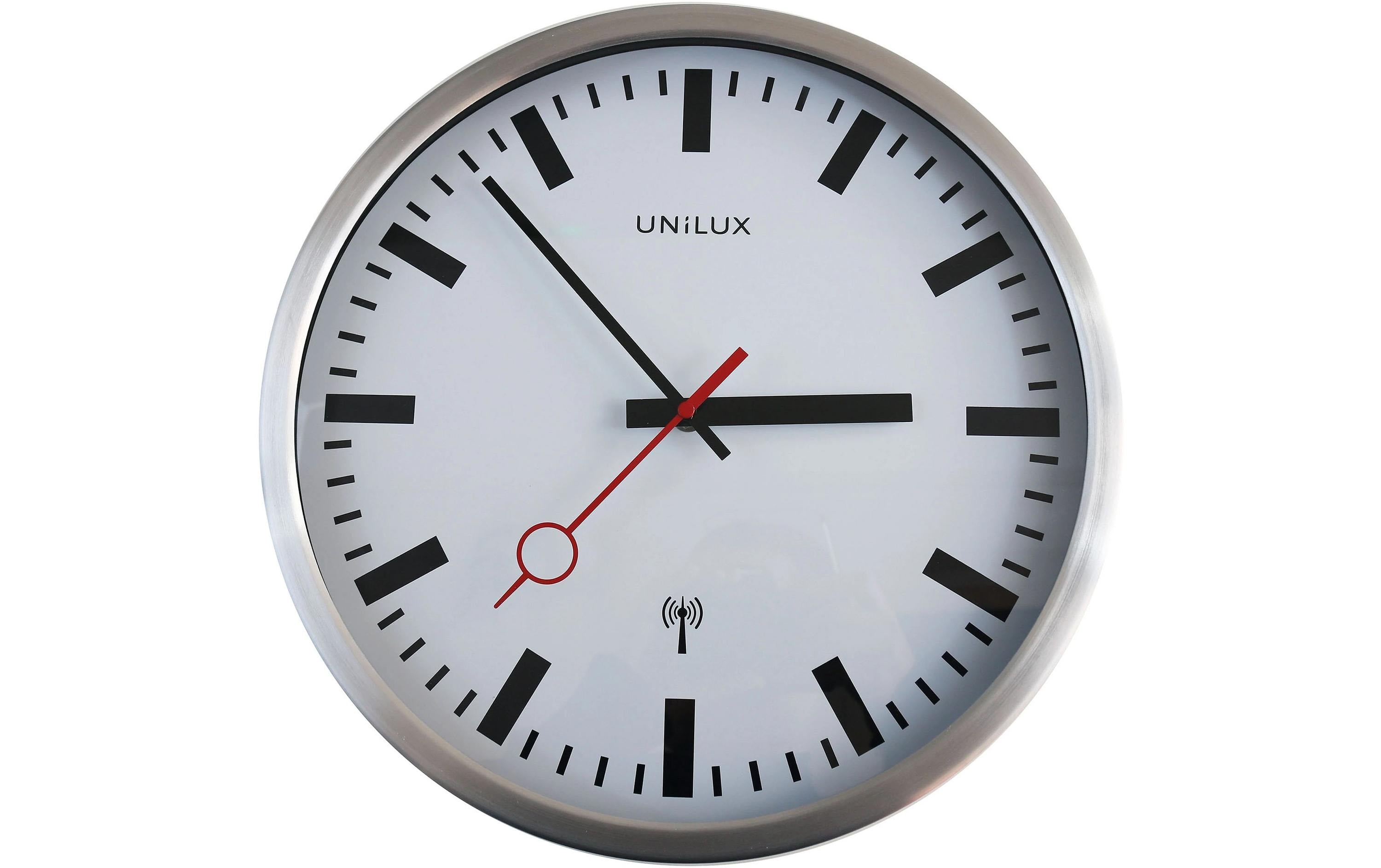 UNILUX Wanduhr Station Metallgrau funkgesteuerte, m. Quarzuhrwerk