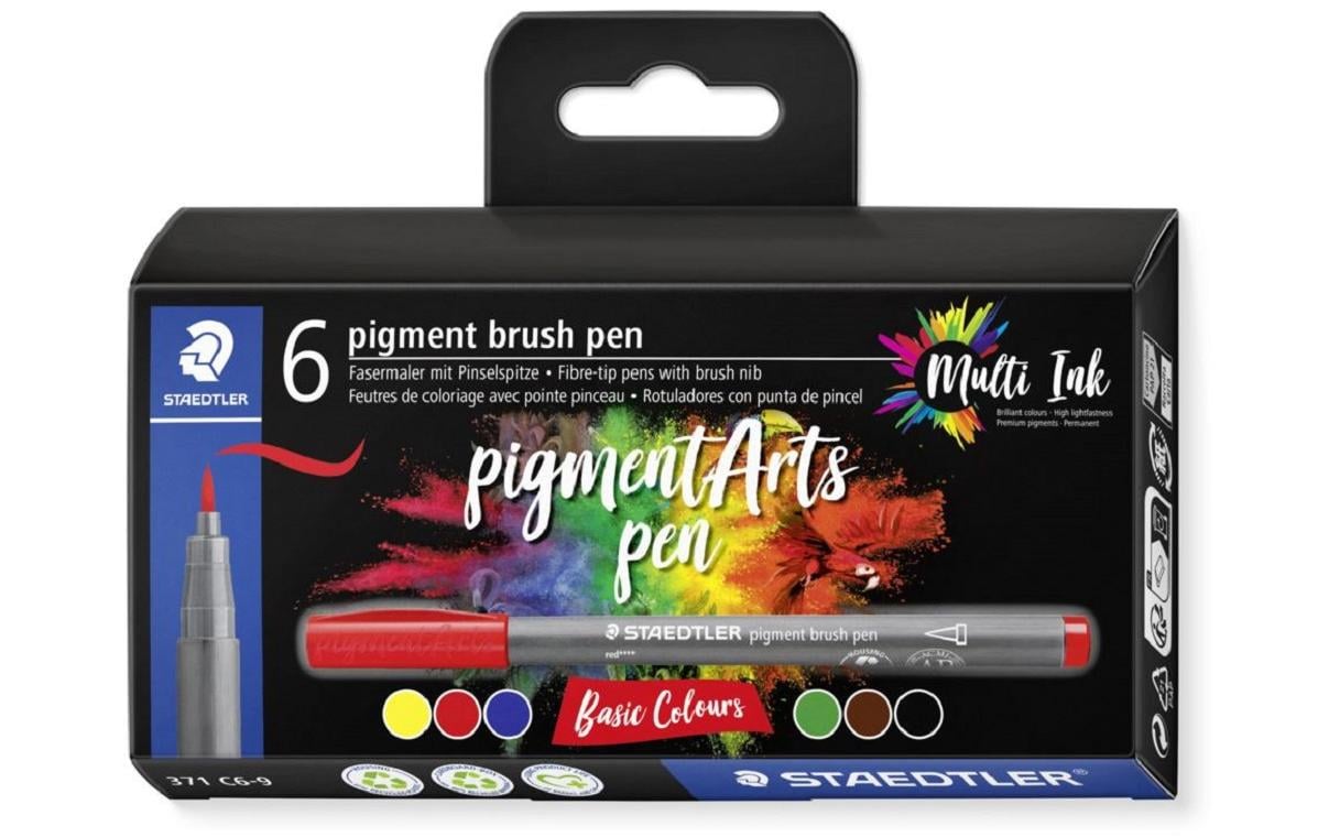 STAEDTLER Pigment Brush Pen 6er Schachtel Basic Colours