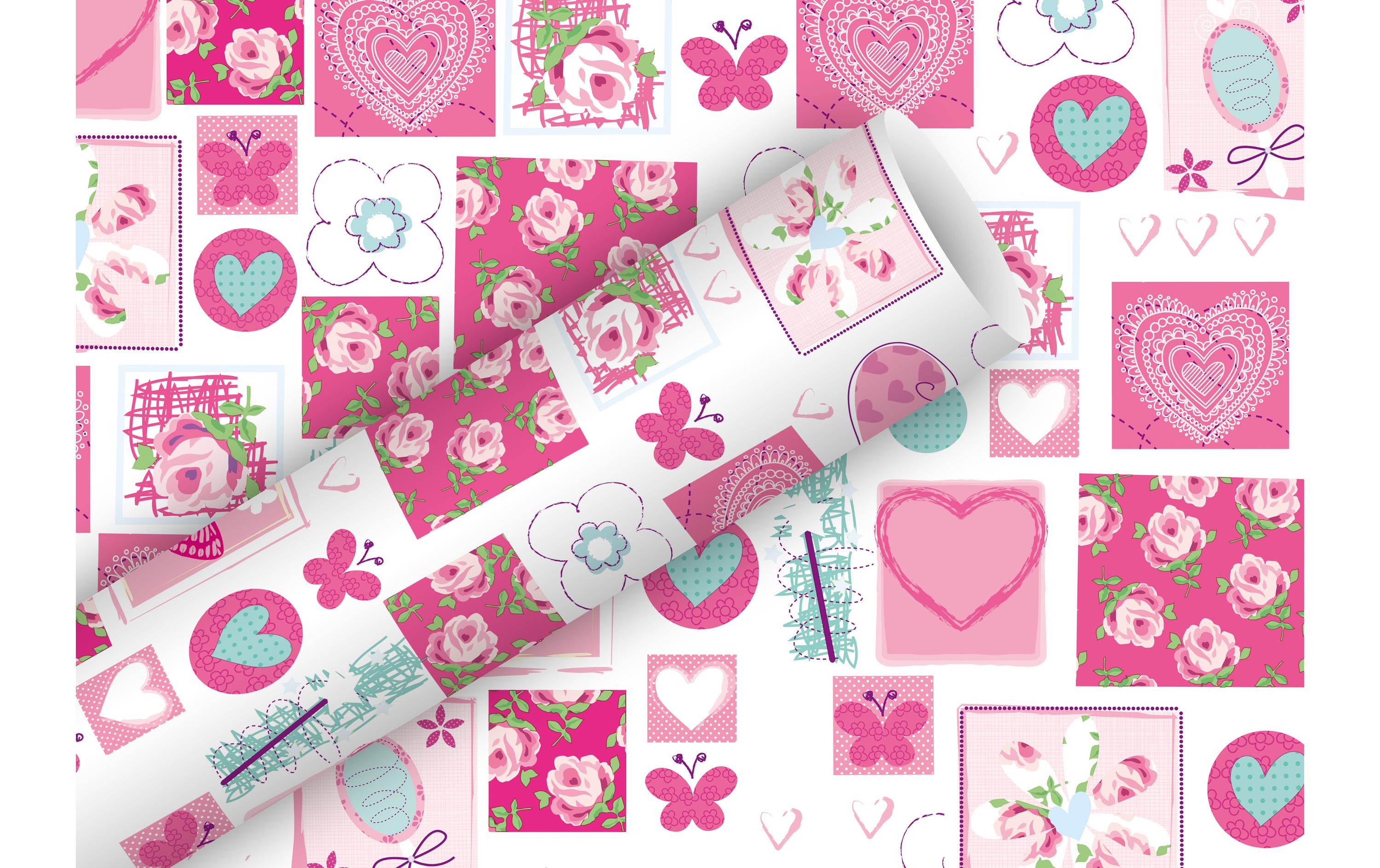 B+C Geschenkpapier 2  m x 70 cm So sweet rosa,  70 gm2