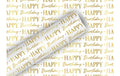 B+C Geschenkpapier 1.5 m x 70 cm Graphic Birthday gold-weiß, 83 gm2
