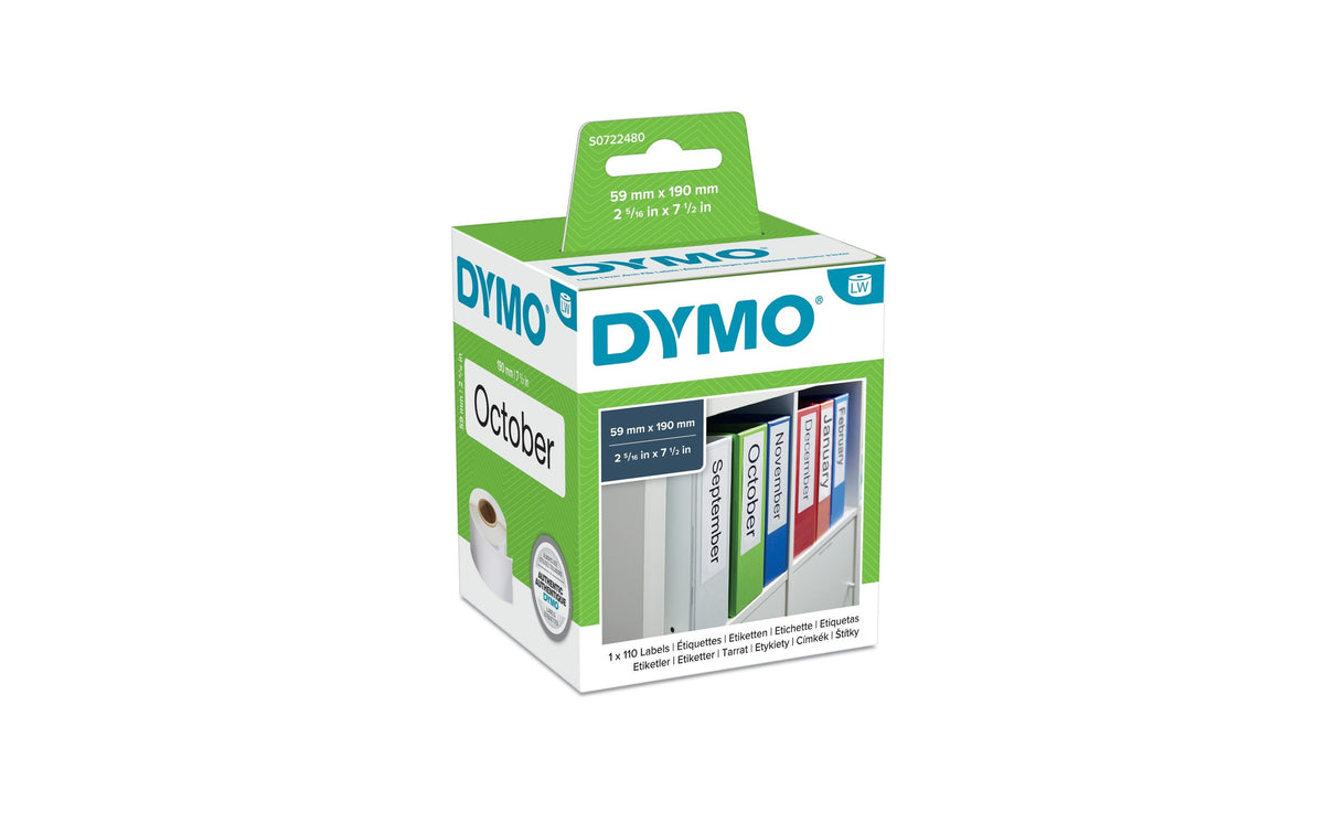 Dymo Ordner-Etiketten breit 59x190mm,weiss 1 Rolle à 110 Etiketten