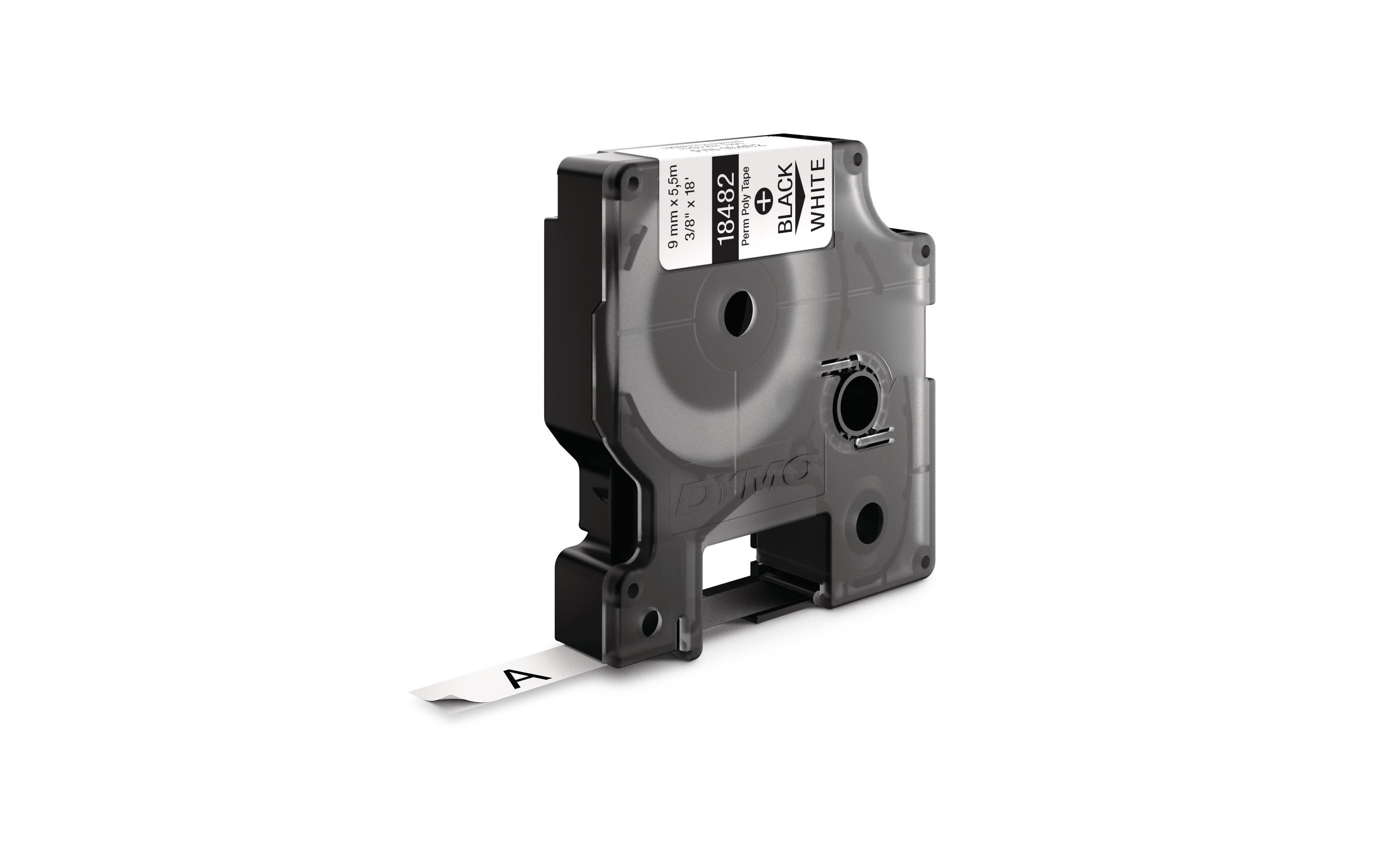 Dymo Rhino ID2 Schriftband, Polyester,weiss 9mm x 5.5m, für ebene Oberflächen