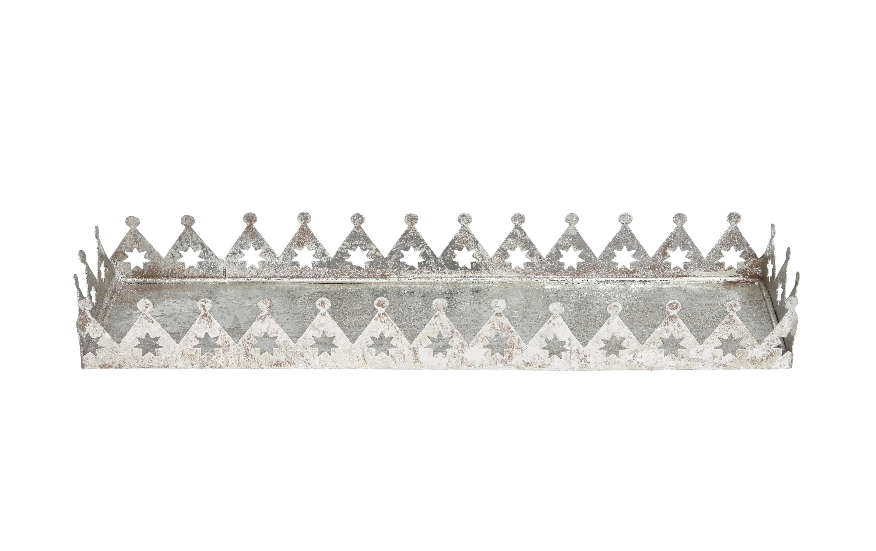COCON Tablett, 28 x7.5 x 3cm, silber Eisen, Shabby Chic Look
