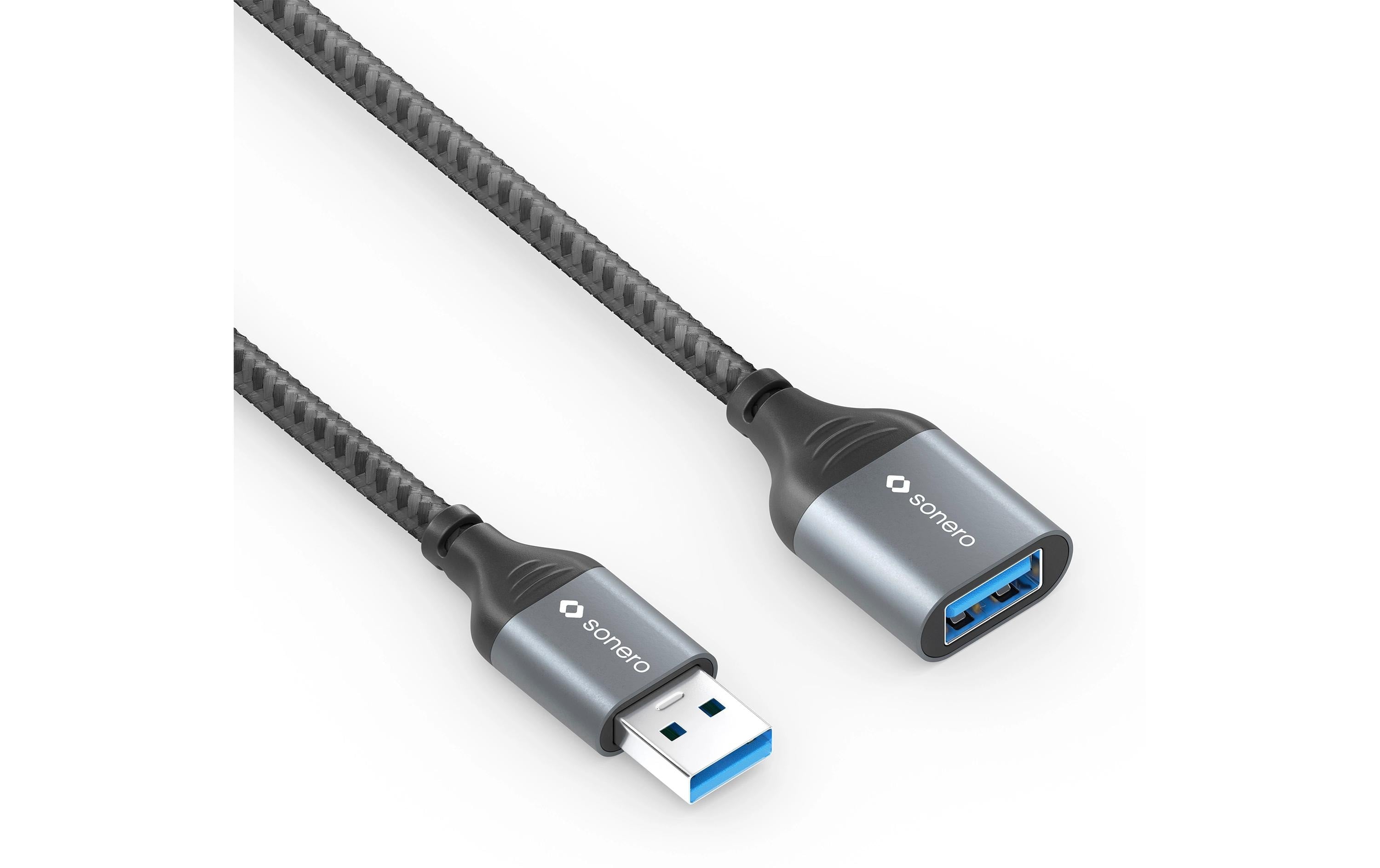 Sonero USB-A - USB-A Verlängerung, 1.0m Nylon Mantel, USB 3.0, 5Gbps