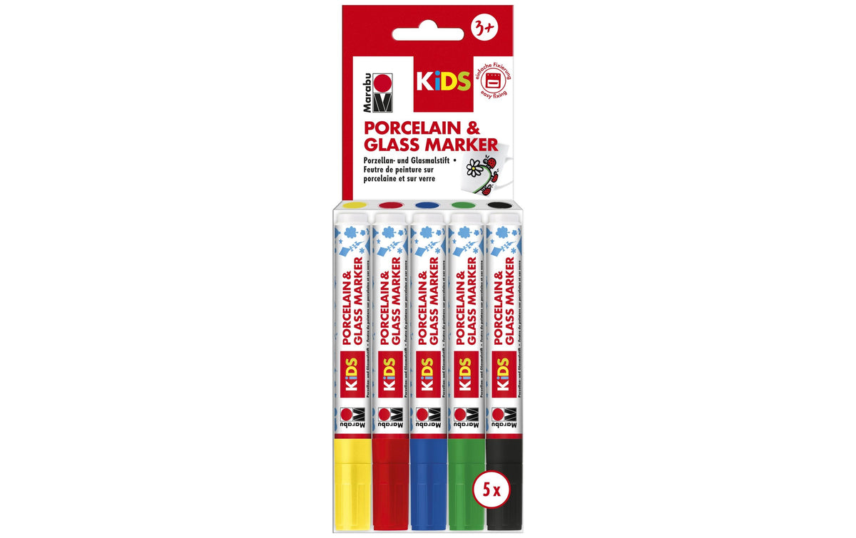 Marabu Porzellan- und Glasmalstift KIDS 5 Stifte mit Spitze 1-3 mm