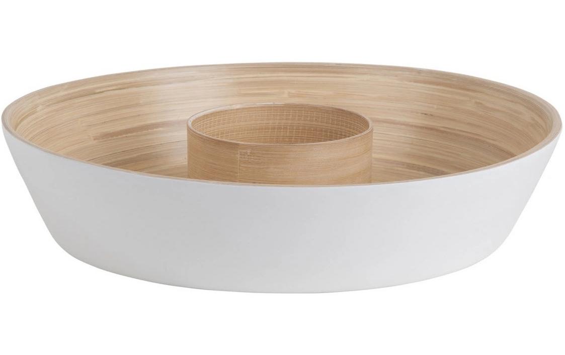 present time Schale Puro Chip & Dip Bambus, 30x6.5cm, Weiss