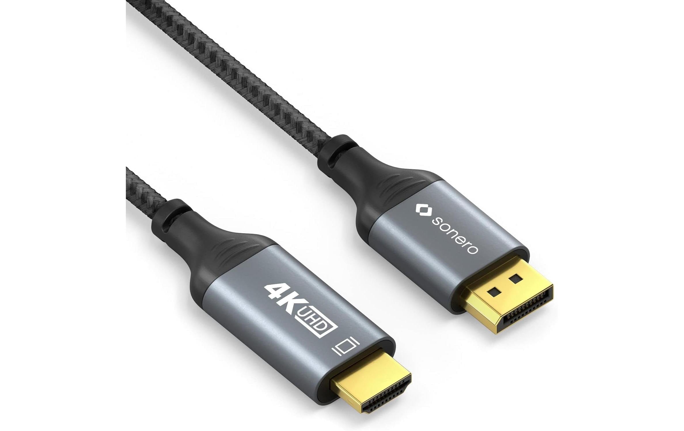 Sonero 4K Displayport -> HDMI Kabel, 1.0m Nylon Mantel, 4K/60Hz