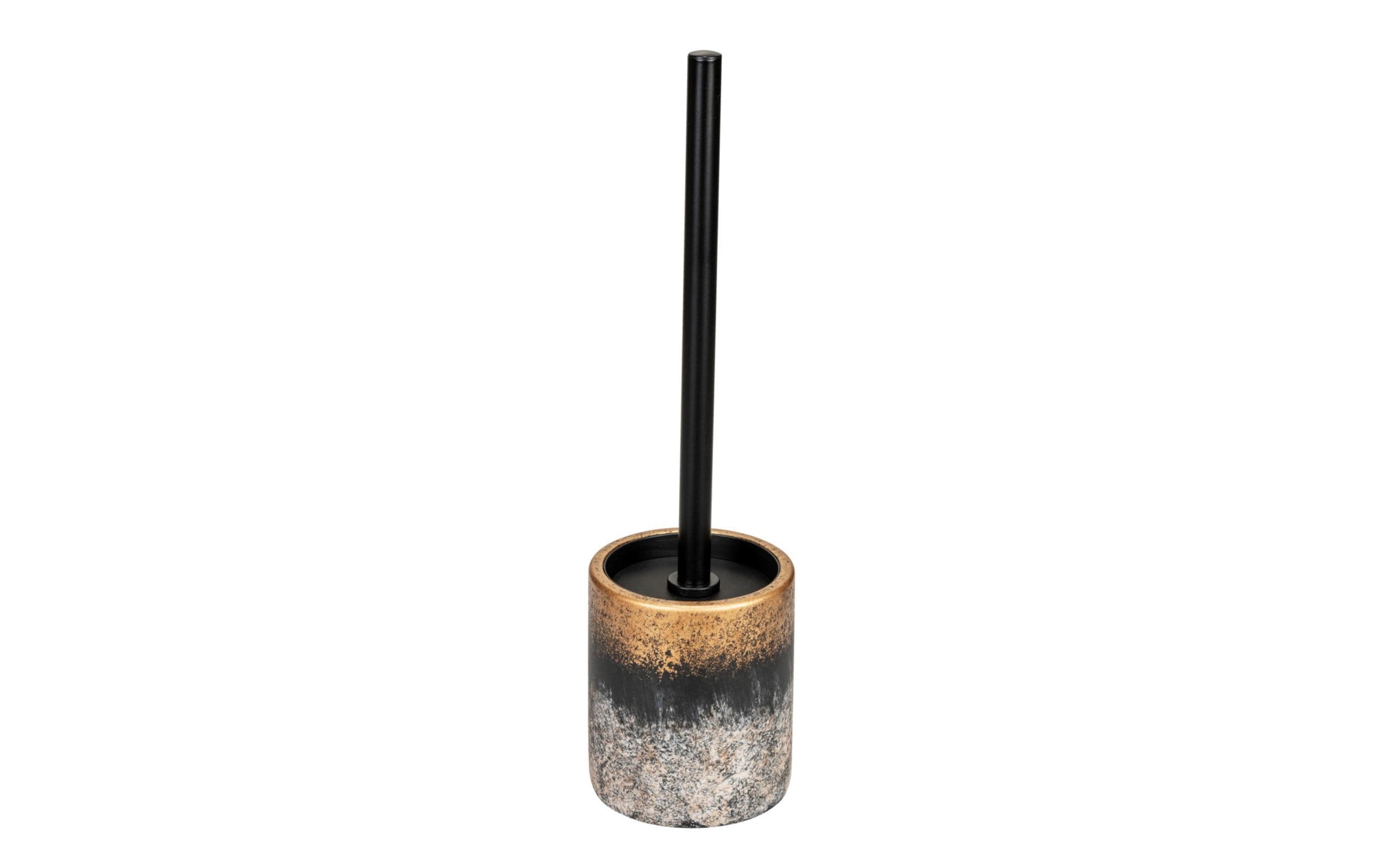 Wenko WC-Garnitur Lacona Beton, Schwarz/Gold/Grau