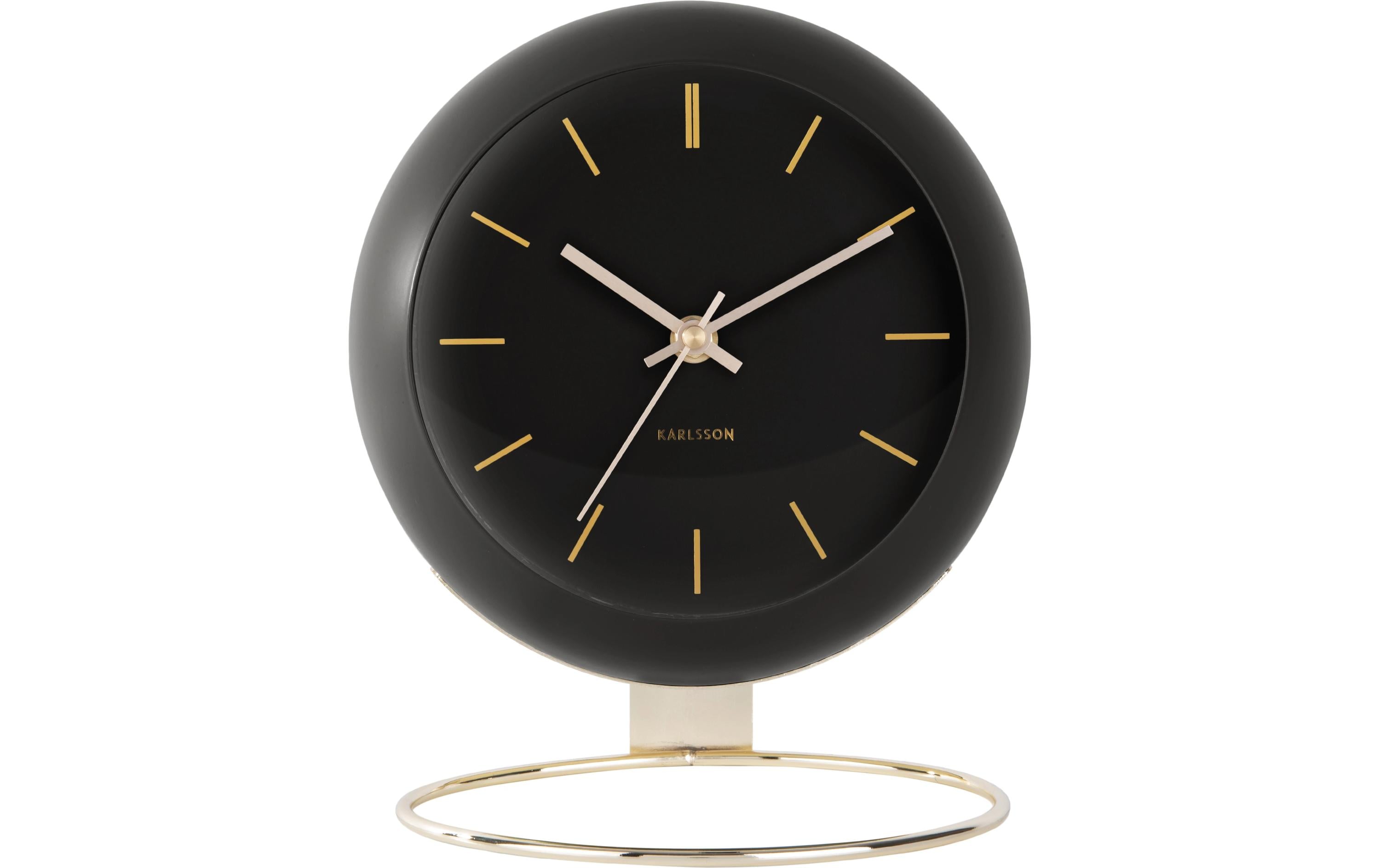 KARLSSON Tischuhr Globe 21x25x14cm, exkl. 1xAA, Black