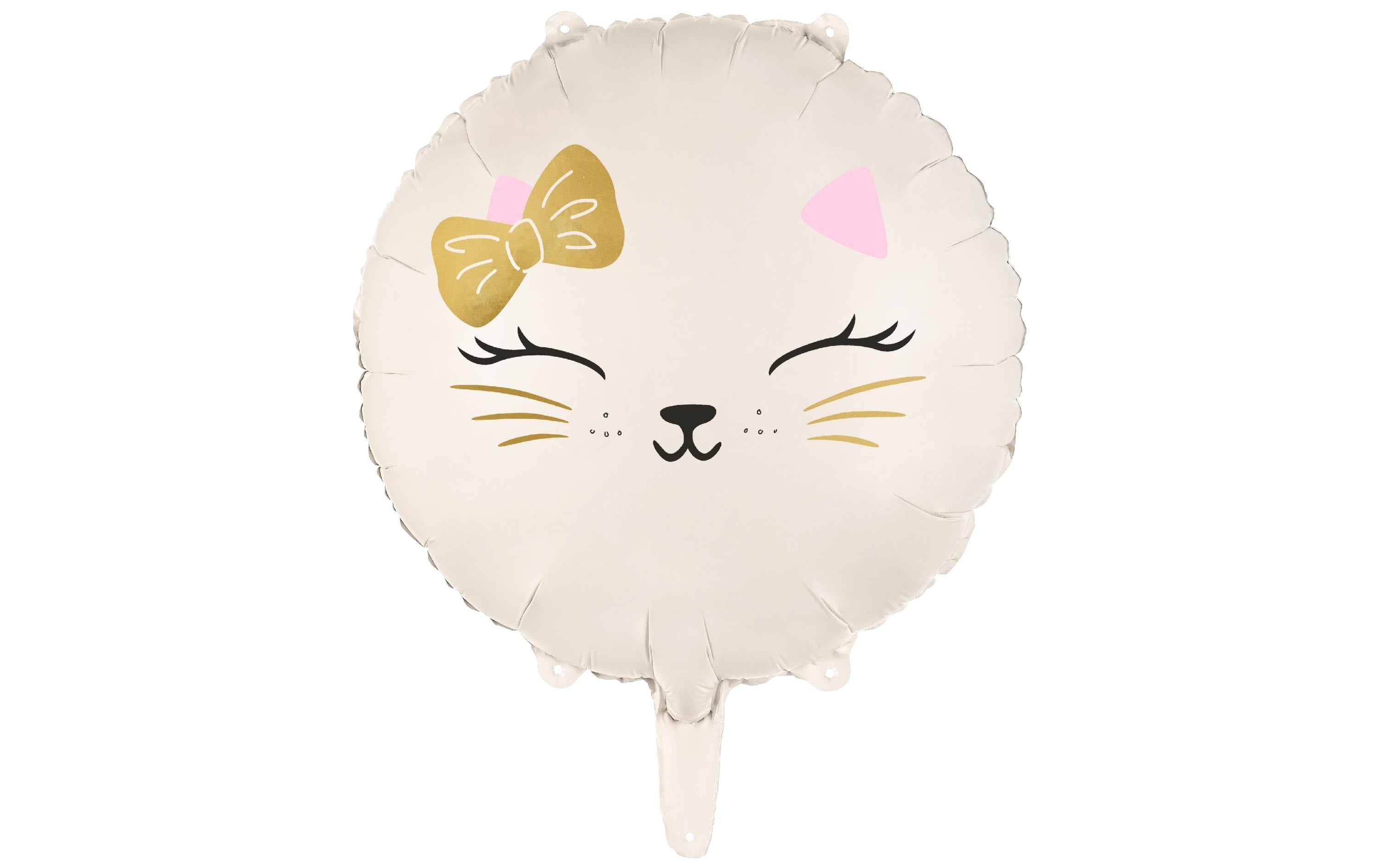 Partydeco Folienballon Katze weiss, D 35 cm