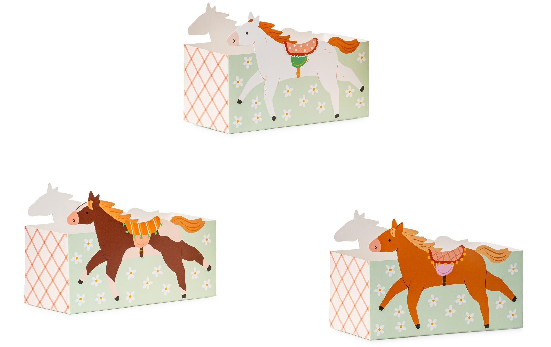 Partydeco Snackboxen Pferd 17 x 11 x 7.5 cm, 3 Stk