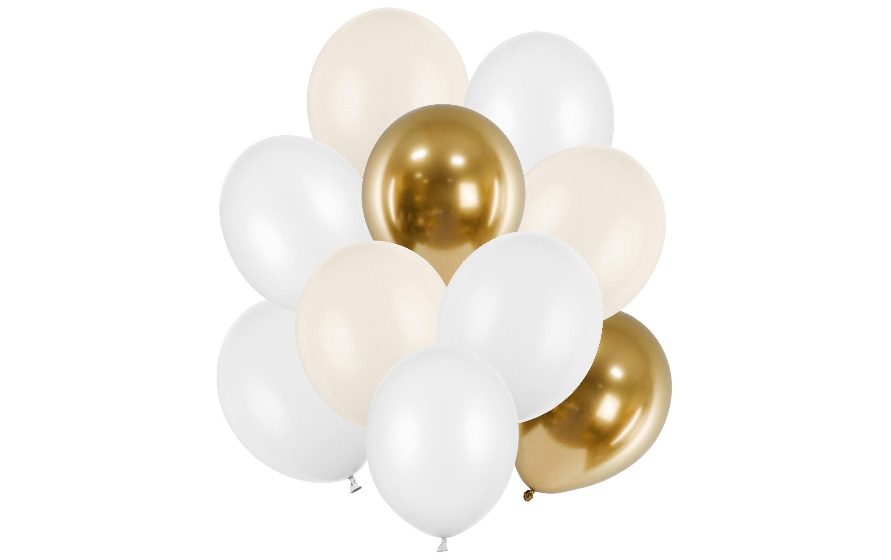 Partydeco Ballon Set goldtöne gold/weiss, 30 cm, 10 Stück