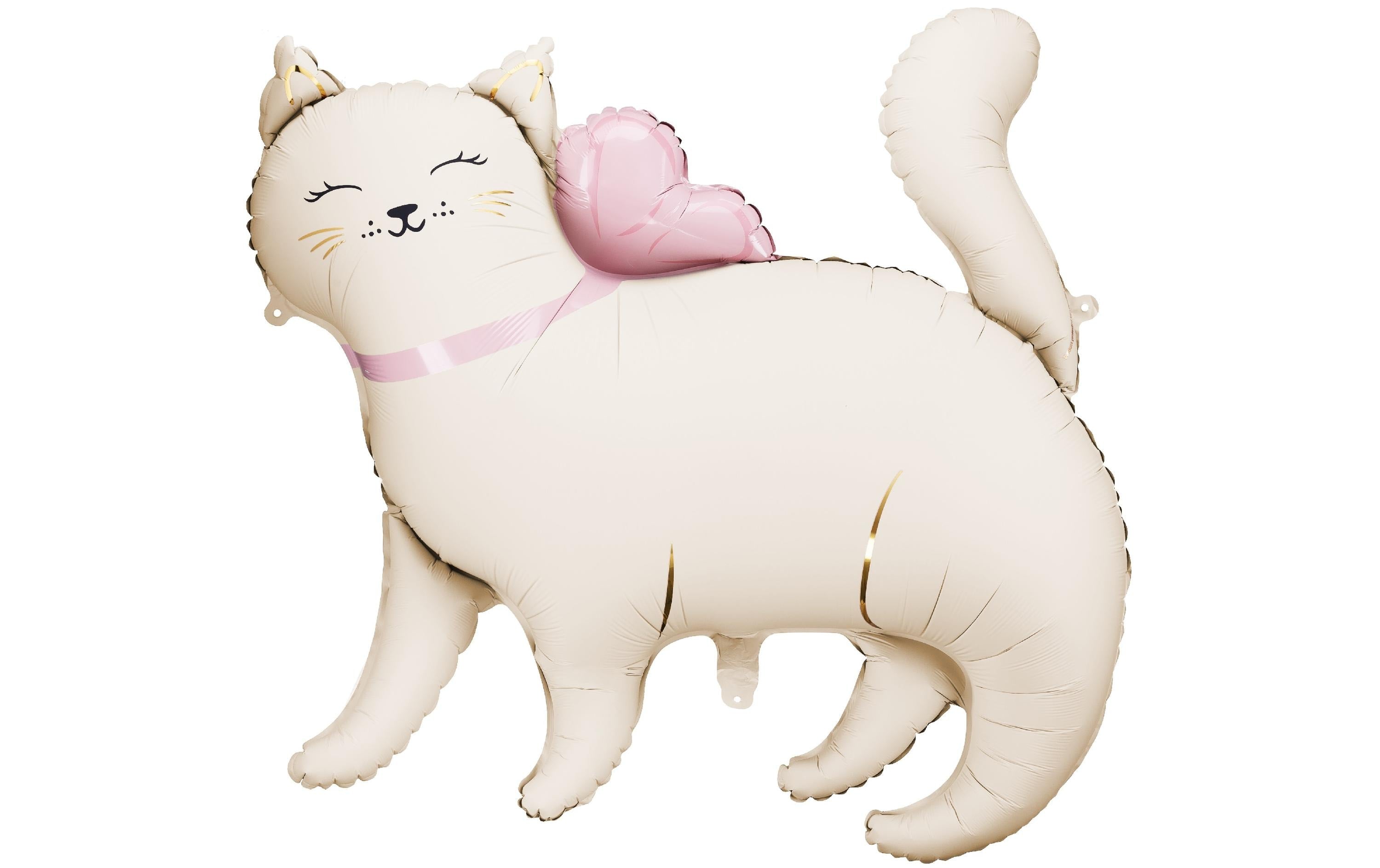 Partydeco Folienballon Katze weiss, 83x77 cm