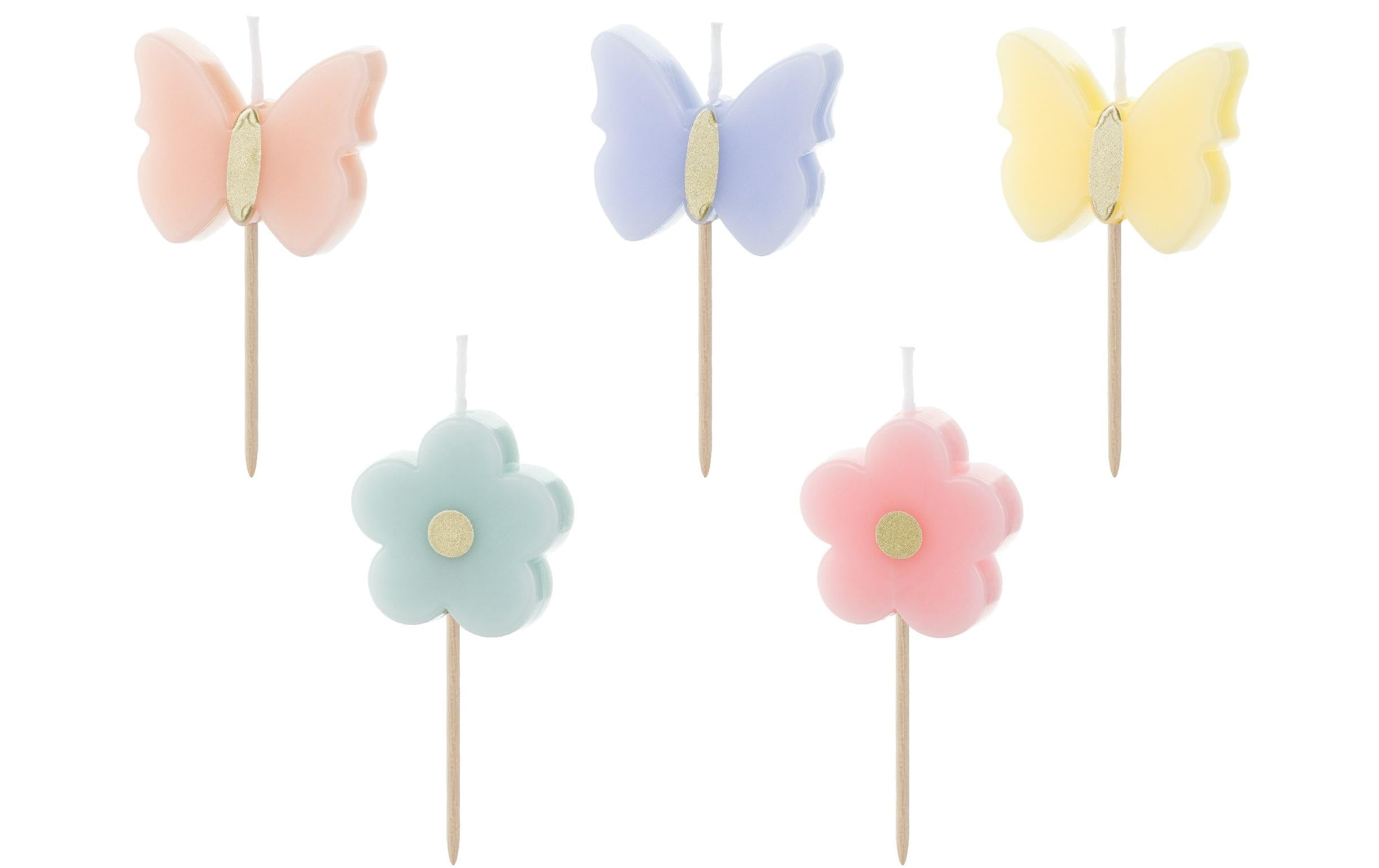 Partydeco Geburtstagskerzen Schmetterling 3.5 cm, 5 Stück