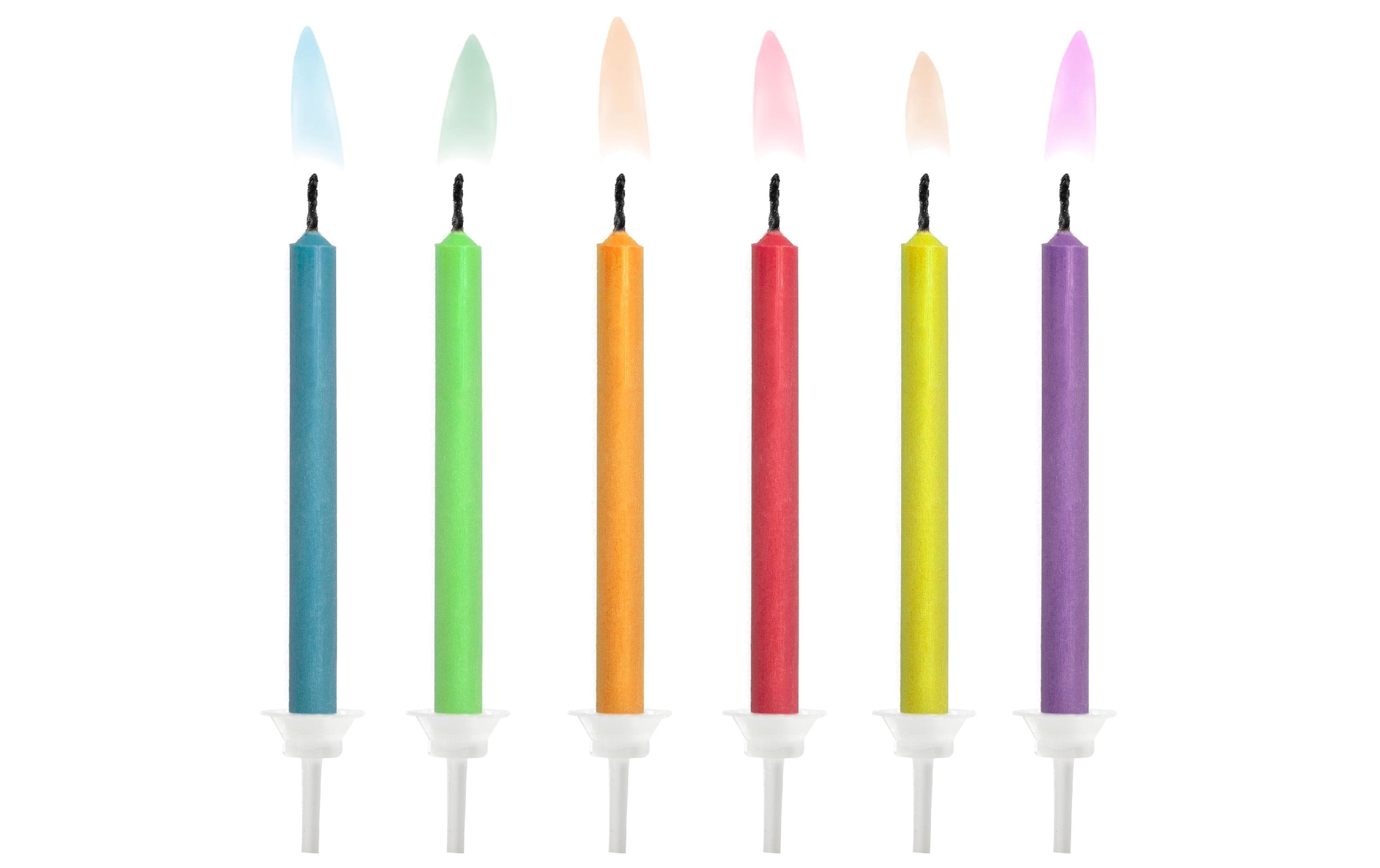 Partydeco Geburtstagskerzen bunte Flammen 6 cm, 6 Stück