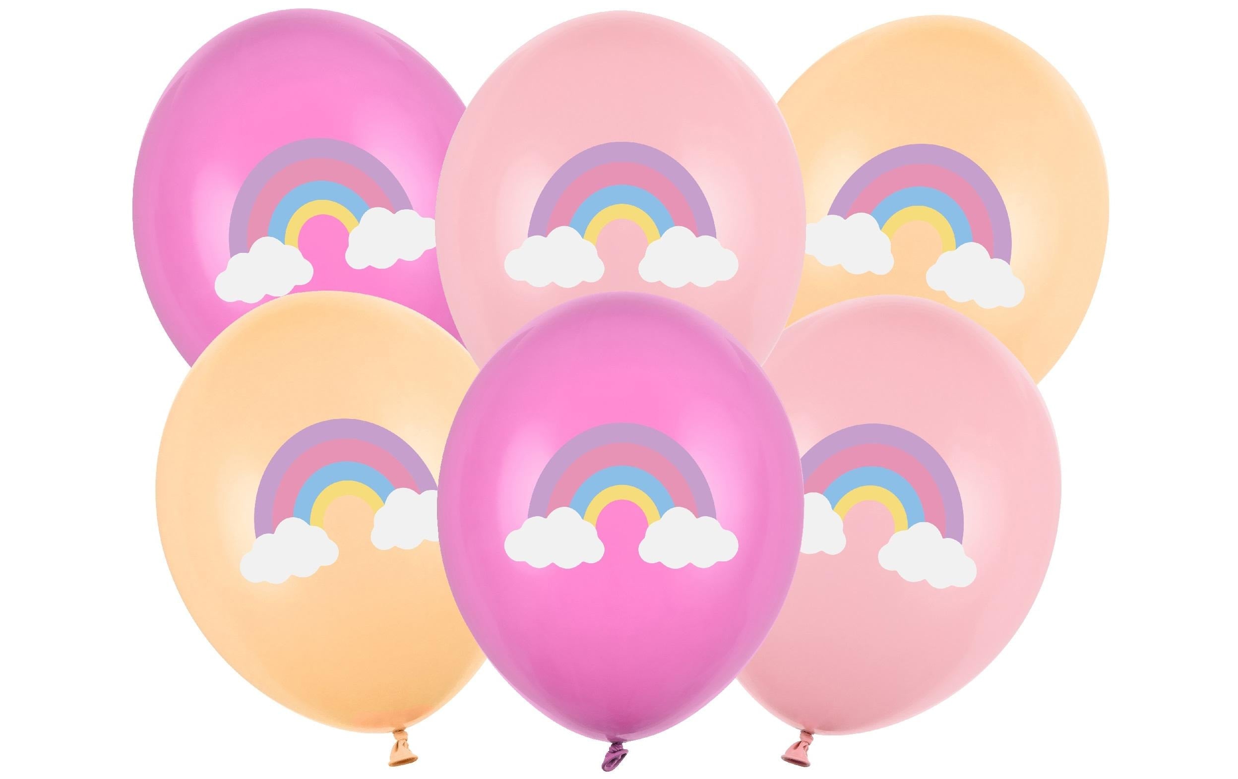 Partydeco Ballon Regenbogen mix, rosa/gelb, 30 cm, 6 Stk