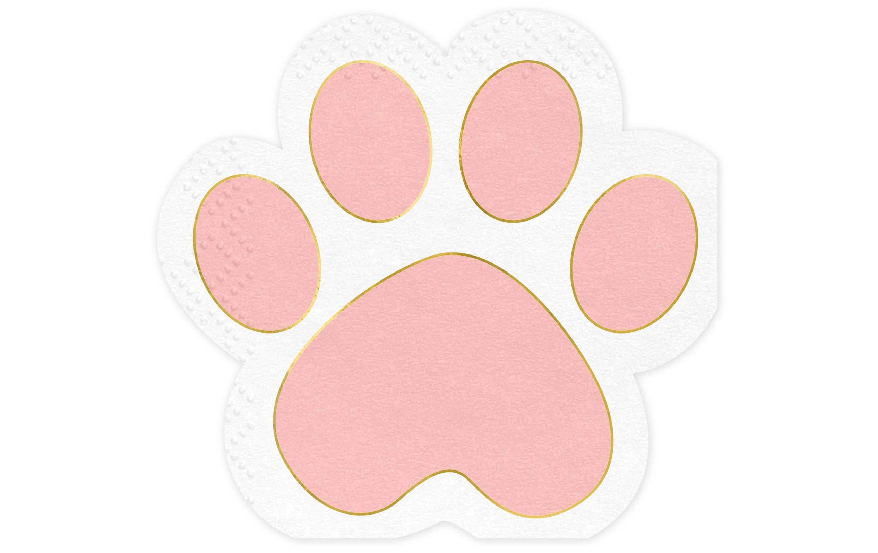 Partydeco Servietten Pfoten rosa, 15.5x14.5 cm, 12 Stück