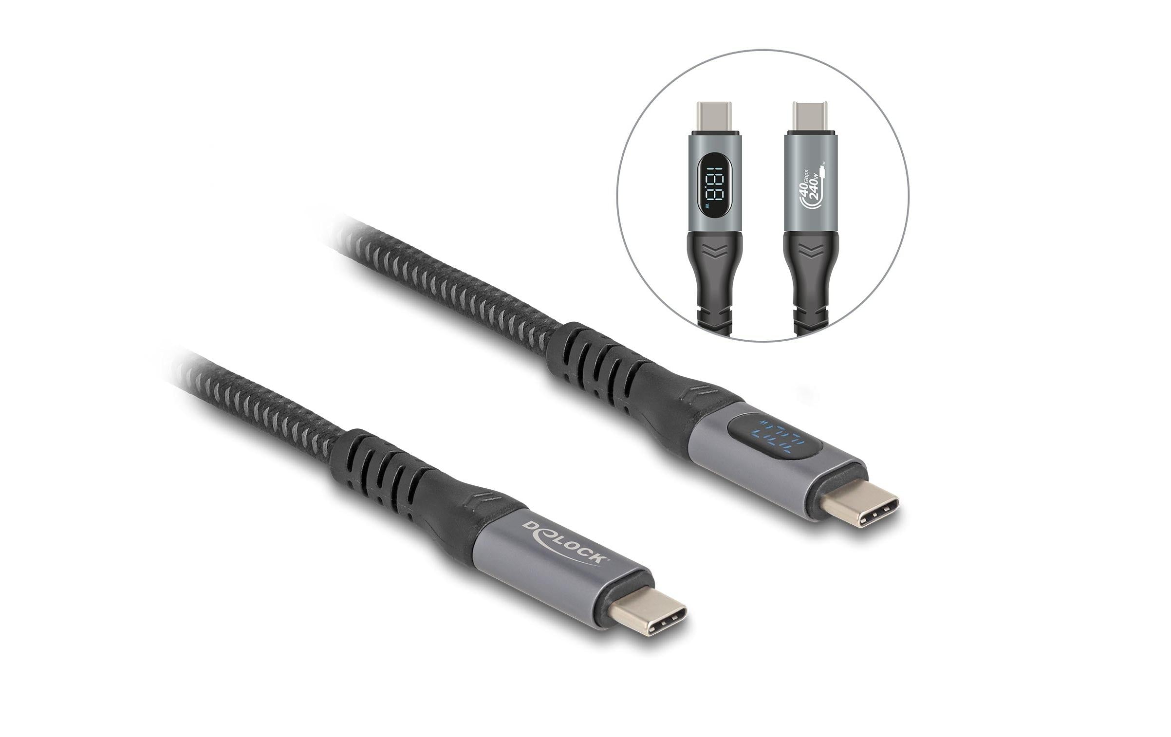 Delock USB 40 Gbps Daten&Ladekabel 1m 8K 60Hz, USB PD 3.1 Extended Range 240 W
