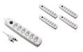 F.power Steckdosenleiste 6xT13 KIT5 230V, H05VV-F 3G1.00, OS, weiss (5/25)