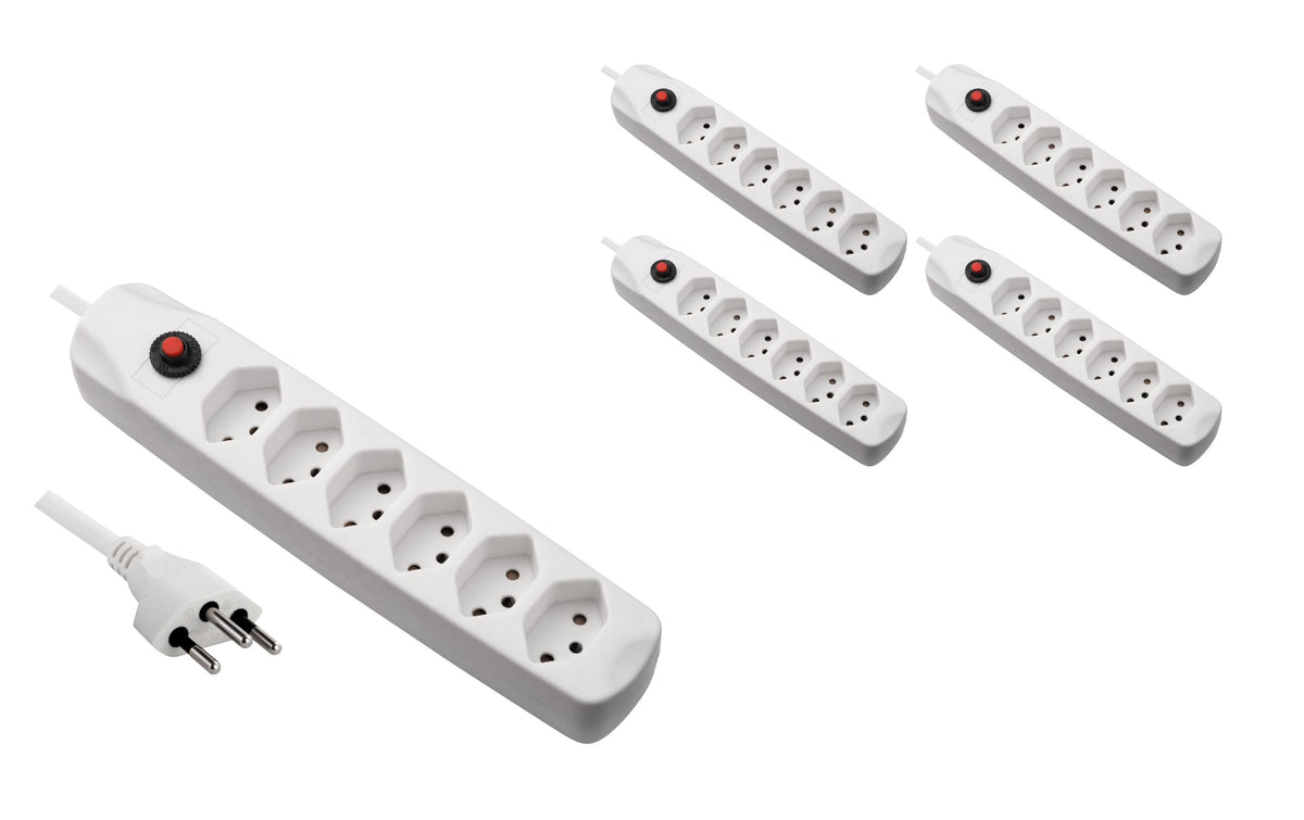 F.power Steckdosenleiste 6xT13 KIT5 230V, H05VV-F 3G1.00, OS, weiss (5/25)