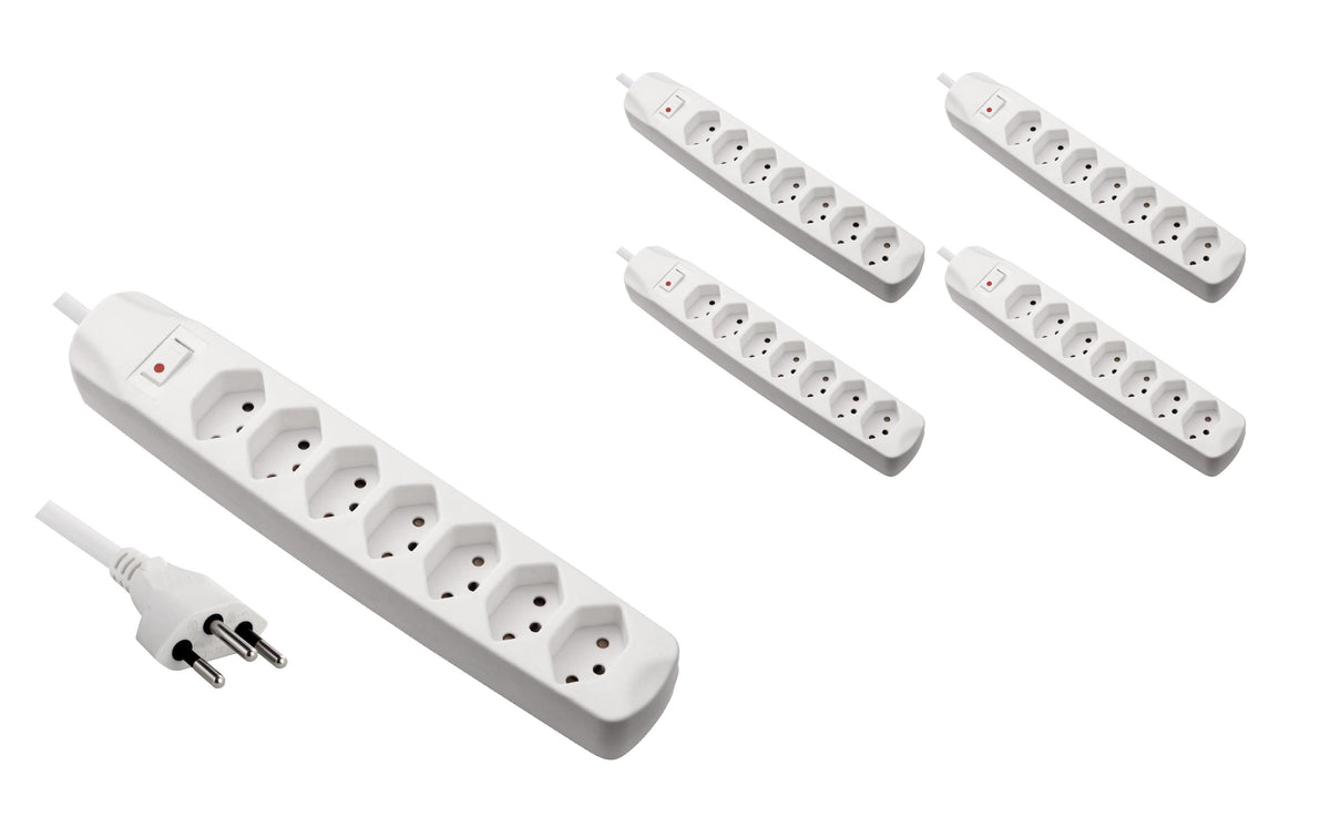 F.power Steckdosenleiste 7xT13 KIT5 230V, H05VV-F 3G1.00, MS, weiss (5/25)