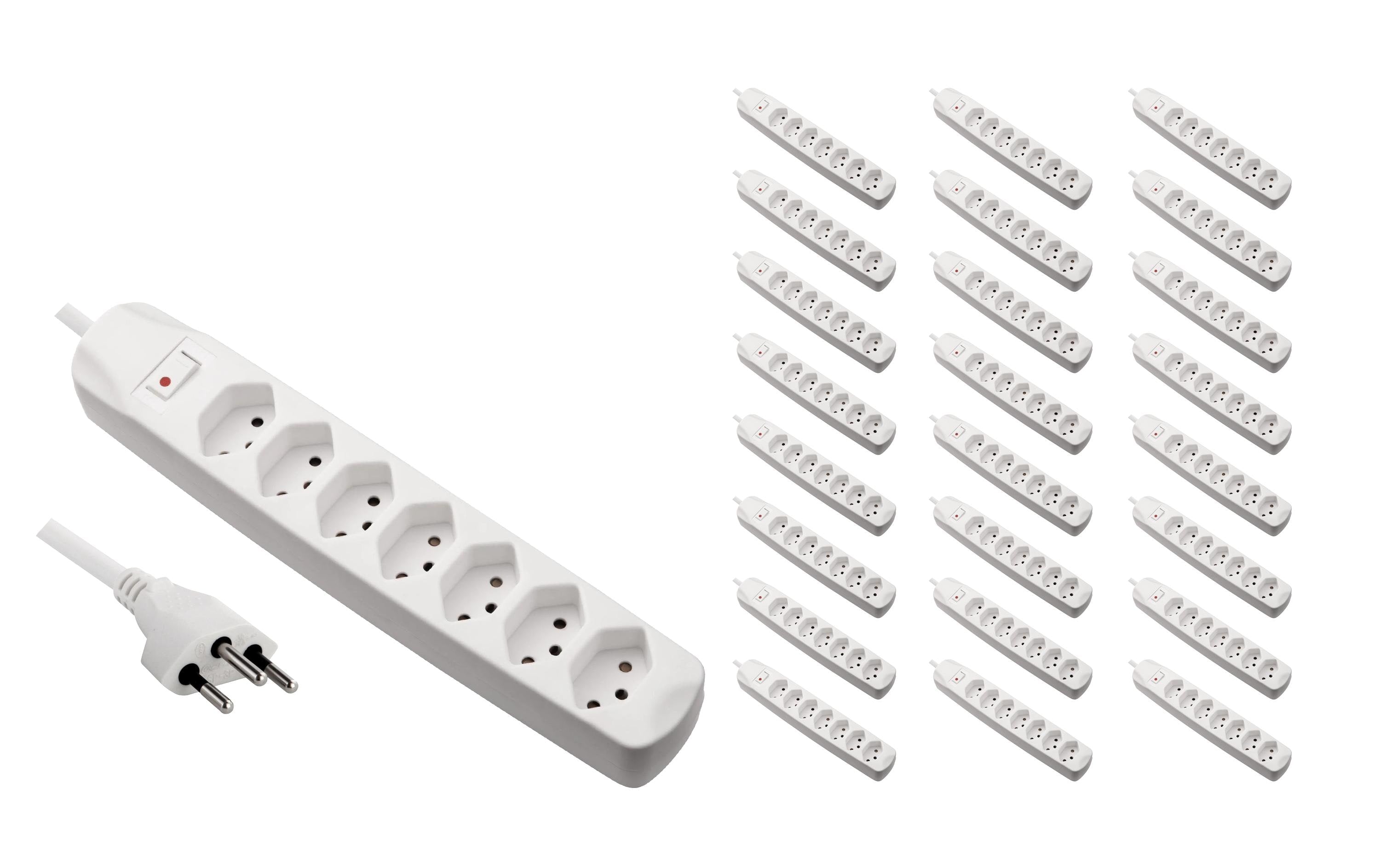 F.power Steckdosenleiste 7xT13 KIT25 230V, H05VV-F 3G1.00, MS, weiss (5/25)