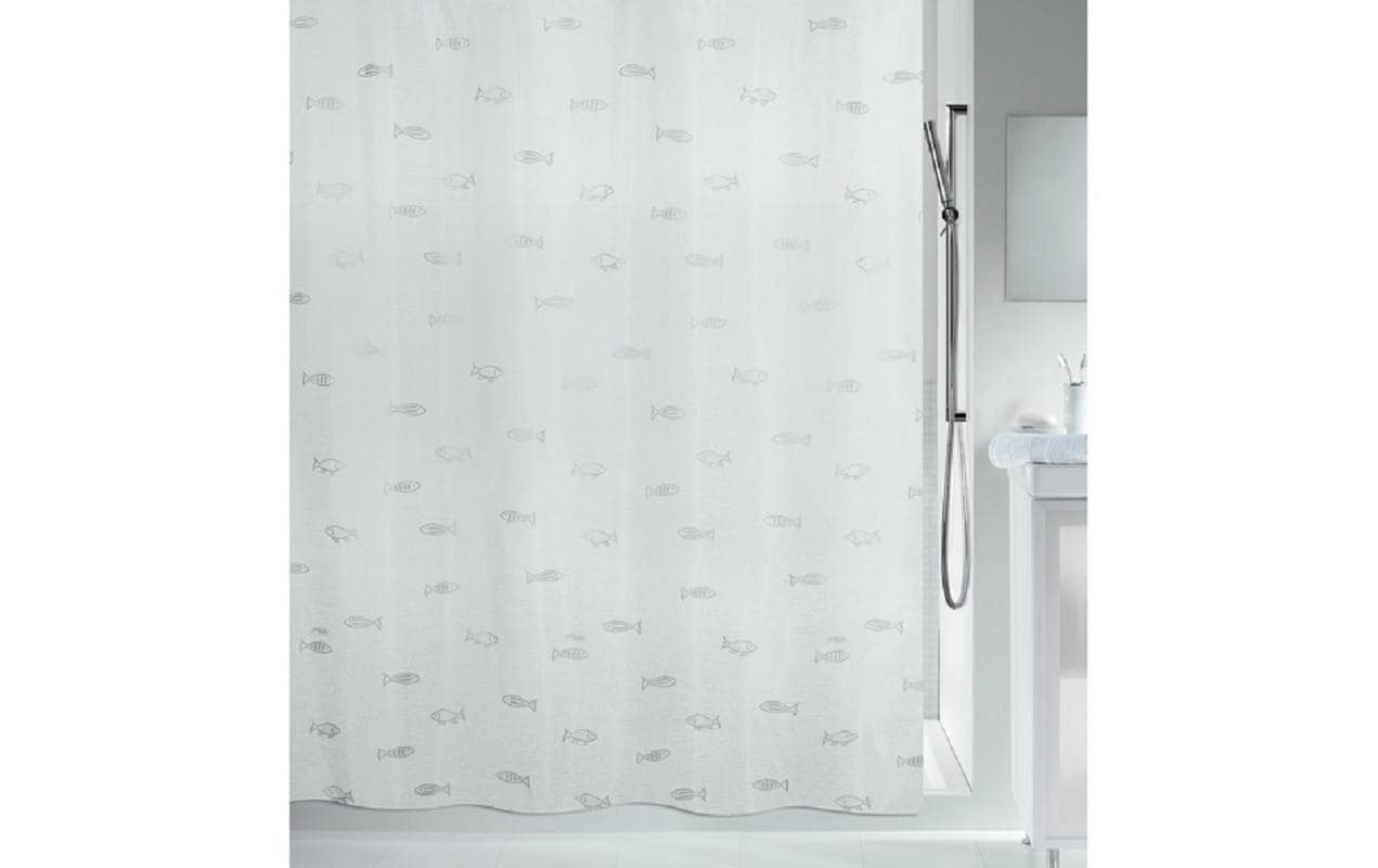 spirella Duschvorhang Kos, Weiss-Silber 180x180 cm, Polyester, waschbar 40 Grad