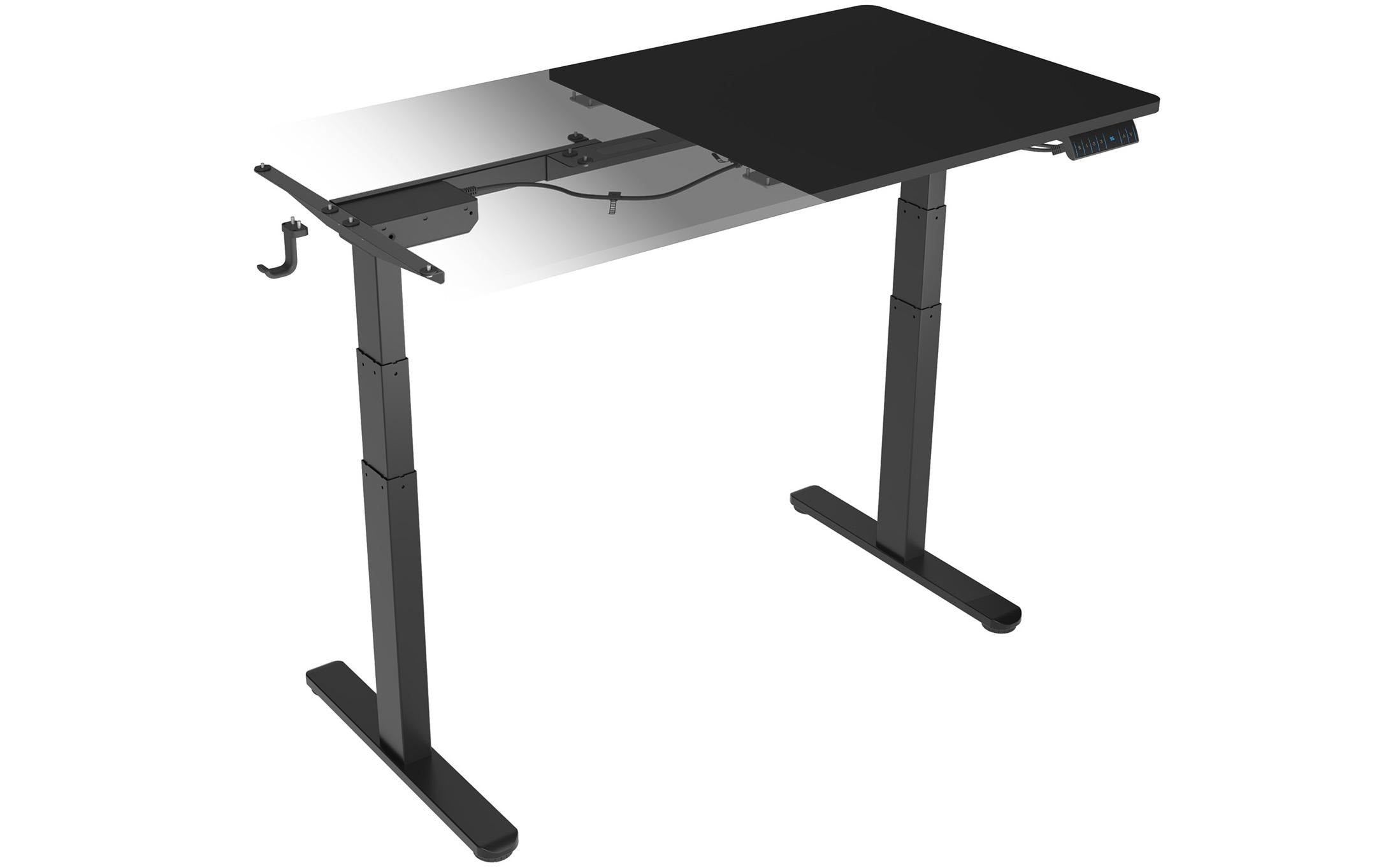 ICY BOX Stehtisch schwarz mit Platte 140x70cm, 2 Motoren