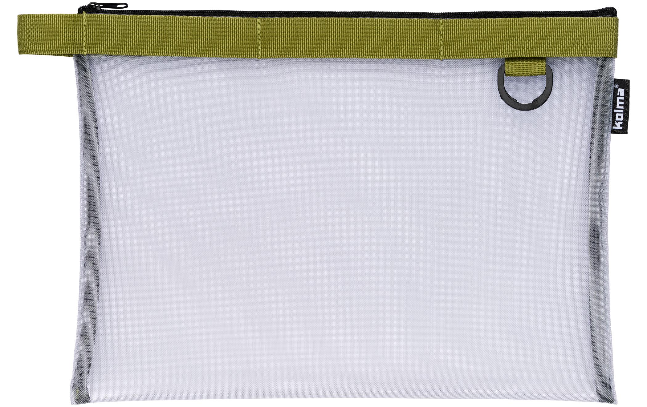 Nylon Bag A4 transparent olivgrün Reissverschlusstasche