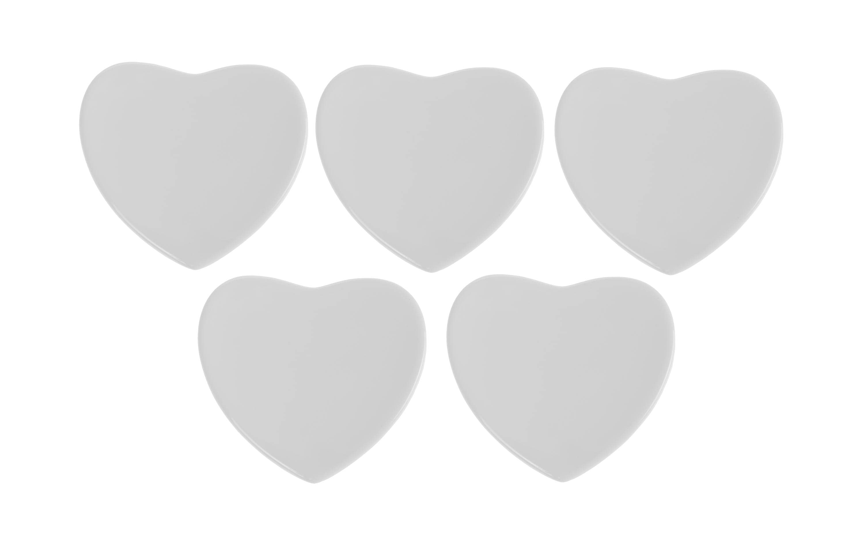 FTM Magnet Set à 5 Stk., Herz weiss, Keramik, für Sublimation