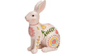 G. Wurm Dekofigur Hase mit Blumendekor 14 c Polyresin, 10x14x6cm, Rosa