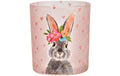 G. Wurm Windlicht Hase mit Herzen 8 cm Glas, 7x8x7cm, (B/H/T)