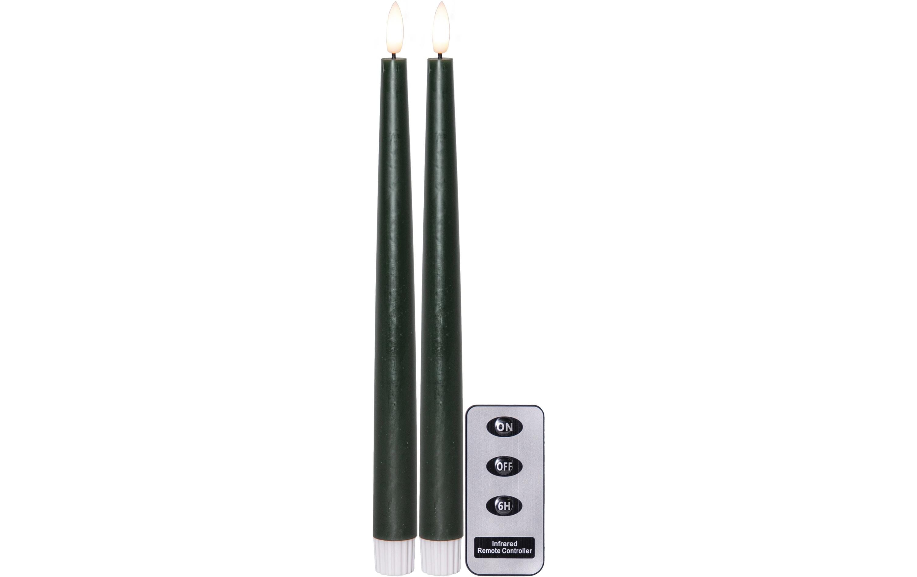 Star Trading LED Dinner Kerze 2 Pack Slim Indoor, Grün, 28.5cm Höhe, Timerfunktion