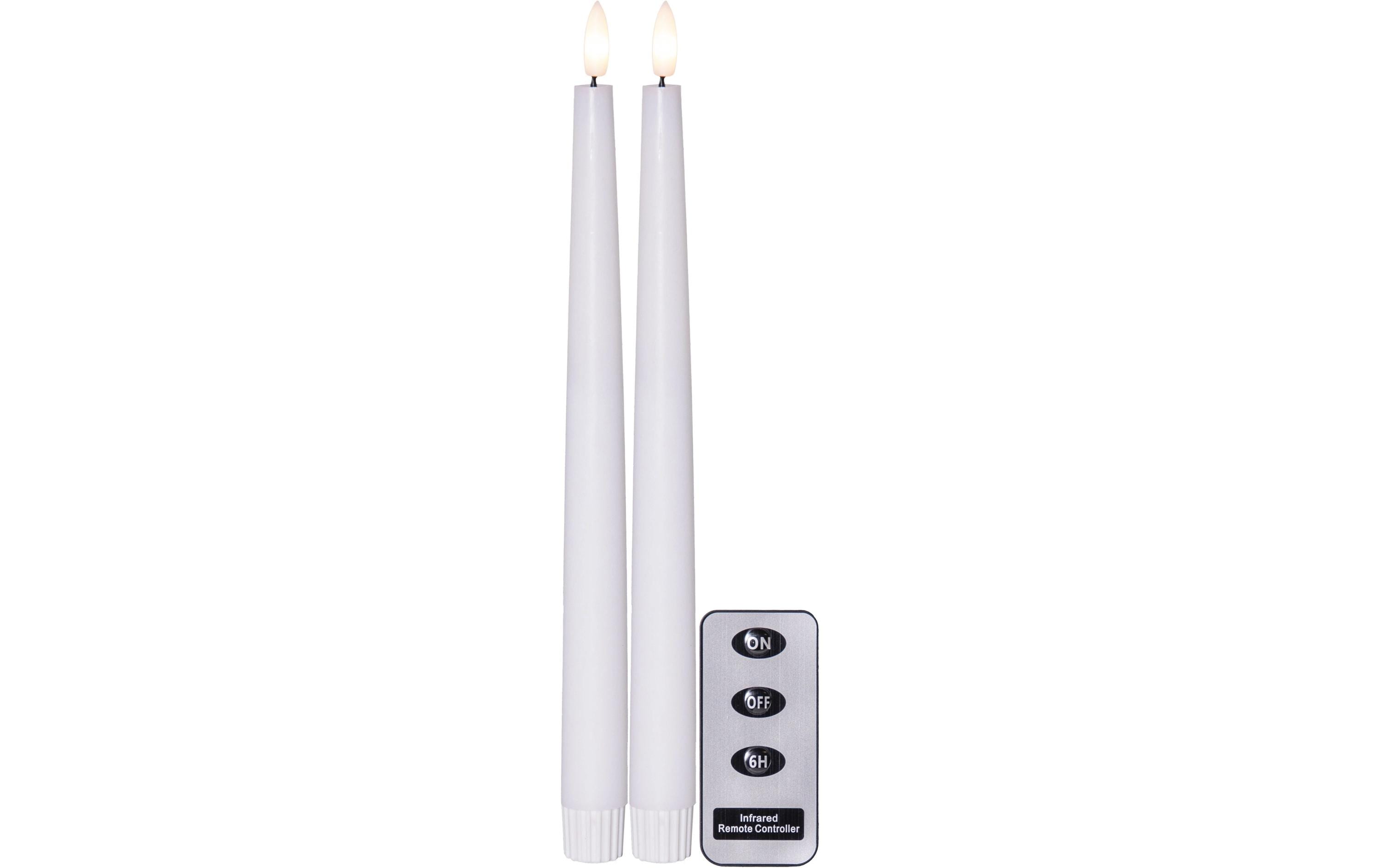 Star Trading LED Dinner Kerze 2 Pack Slim Indoor, Weiss, 28.5cm Höhe, Timerfunktion