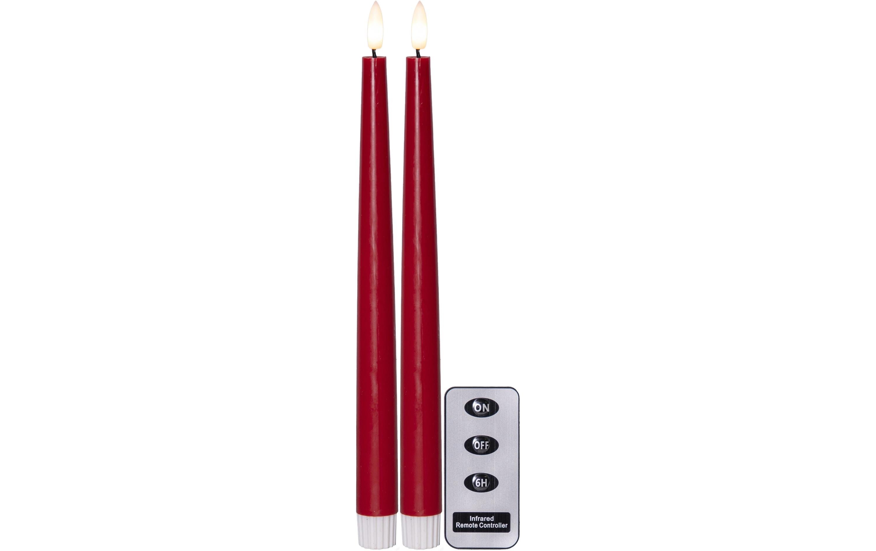 Star Trading LED Dinner Kerze 2 Pack Slim Indoor, Rot, 28.5cm Höhe, Timerfunktion