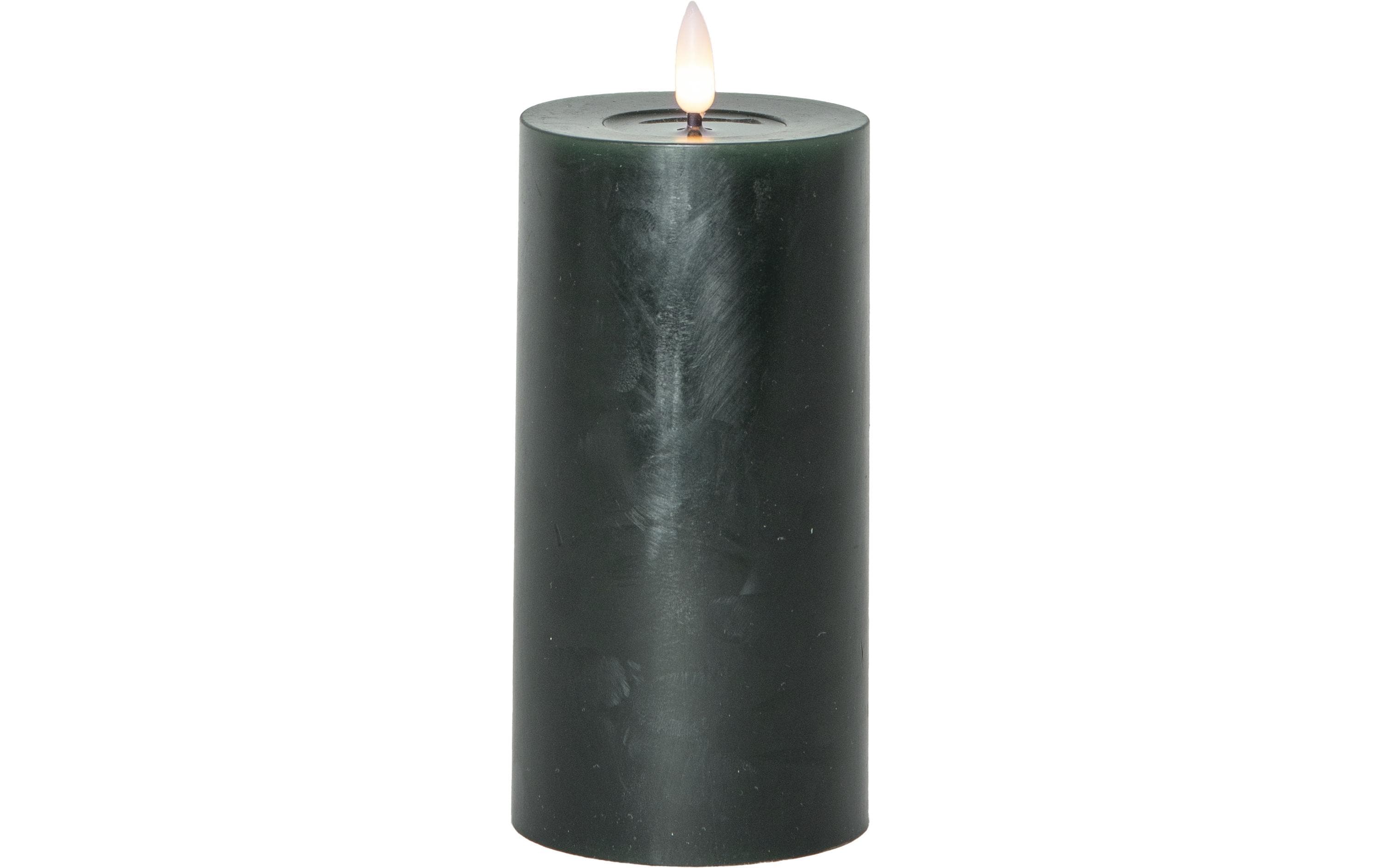Star Trading LED Pillar Kerze Flamme Flow Indoor, Grün, 17.5cm Höhe, Timerfunktion