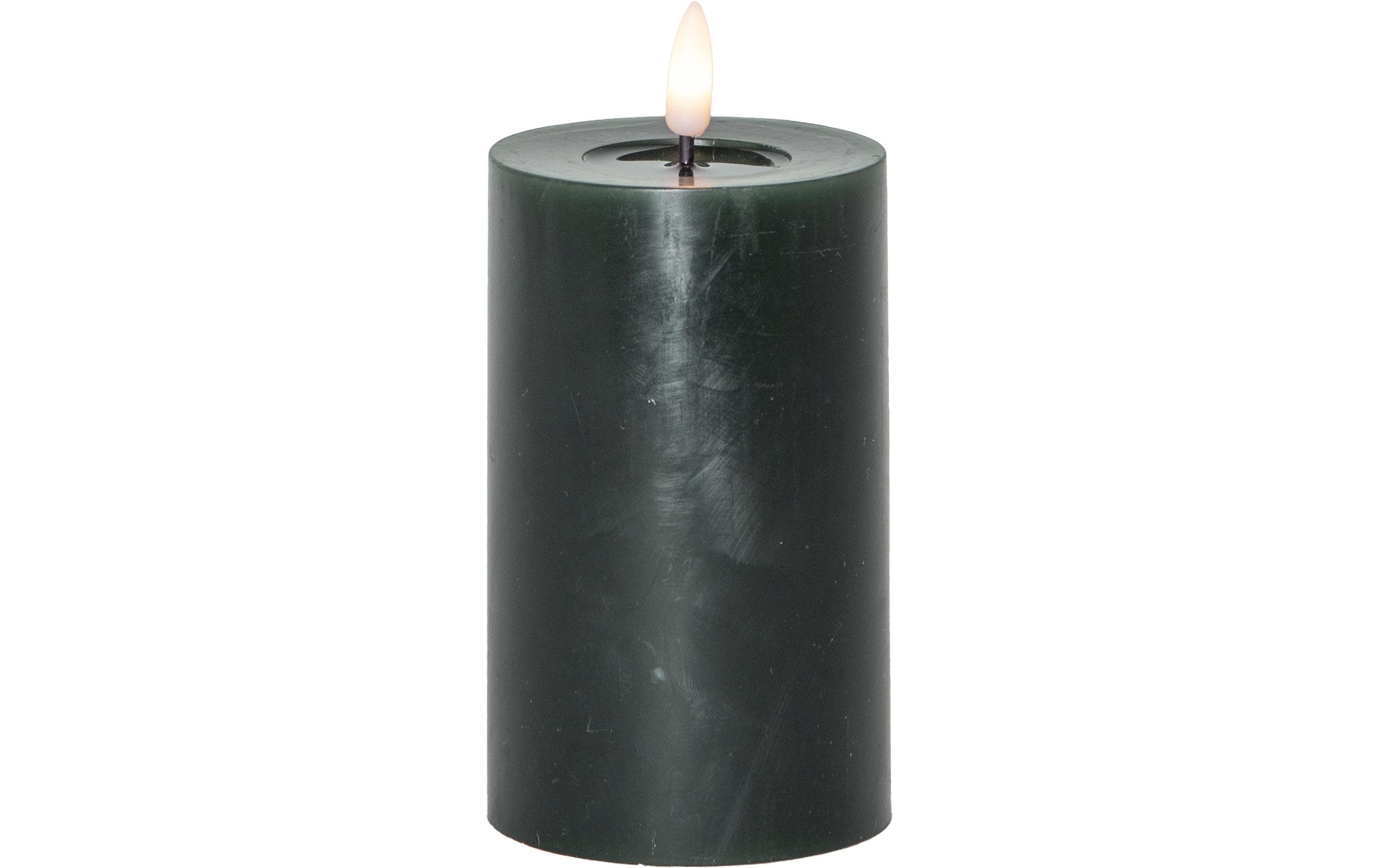 Star Trading LED Pillar Kerze Flamme Flow Indoor, Grün, 15cm Höhe, Timerfunktion